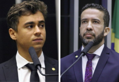 Nikolas Ferreira e AndrÃ© Janones -  (crédito: CÃ¢mara dos Deputados/ReproduÃ§Ã£o)