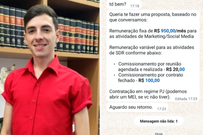 Wesley Jurcovich compartilhou proposta indecente nas redes sociais -  (crédito: Reprodução / LinkedIn)