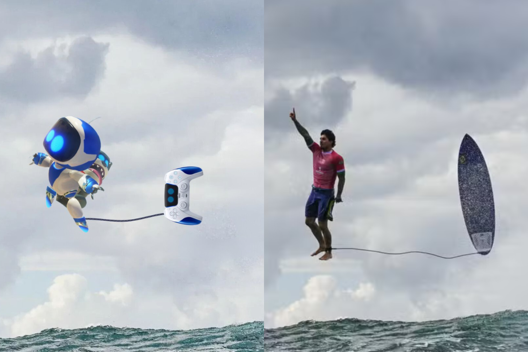 Perfil oficial da PlayStation posta paródia com foto de Gabriel Medina