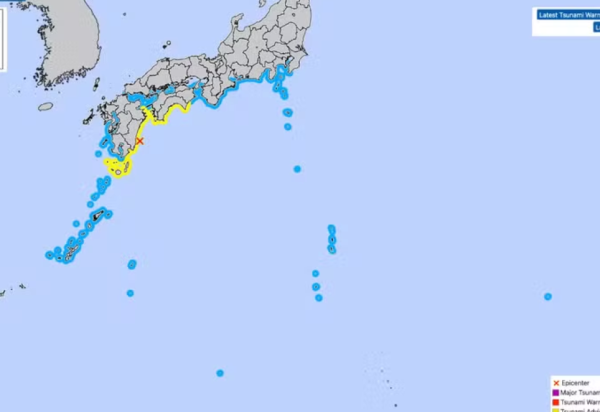 Reprodução/agência meteorológica do Japão