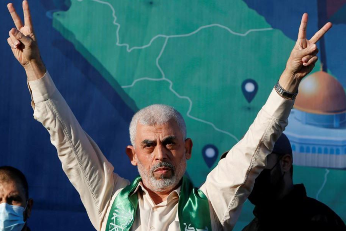 Yahya Sinwar participou de um evento, em 2022, que marcou o aniversário de 35 anos do Hamas em Gaza -  (crédito: Getty Images)