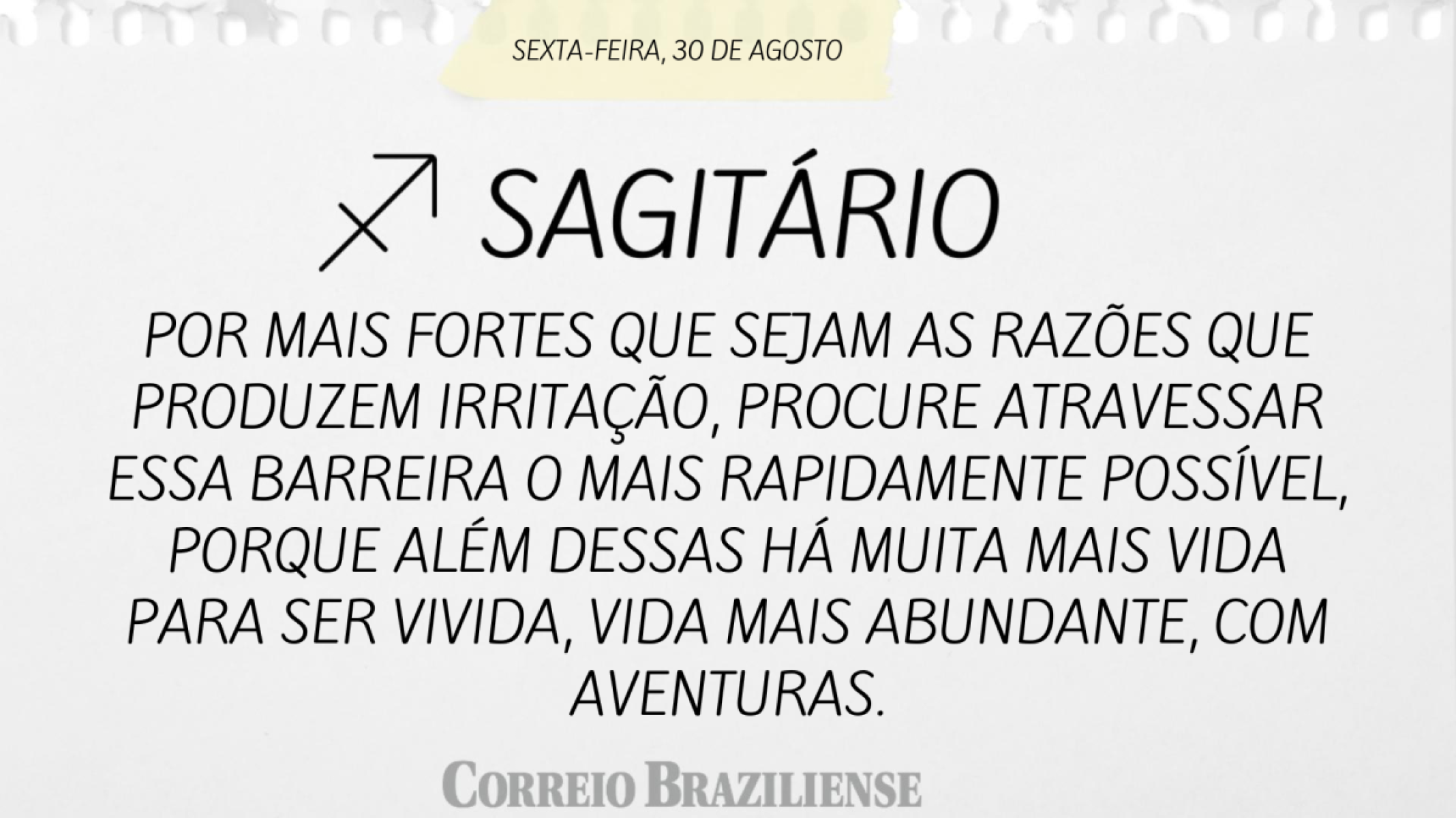 SAGITÁRIO (nascidos entre 22/11 e 21/12)  