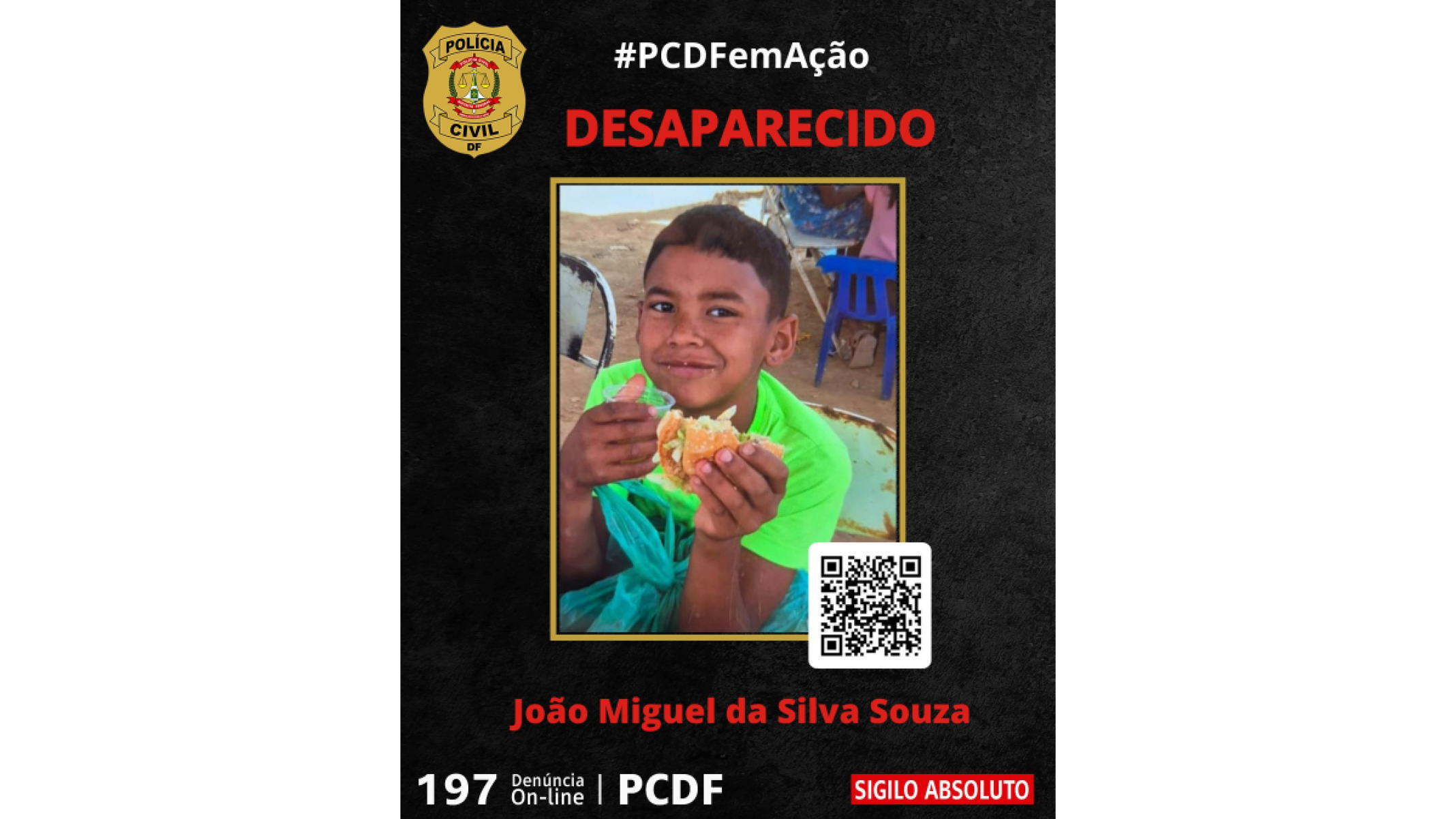 Menino de 10 anos está há 11 dias desaparecido no DF; polícia investiga