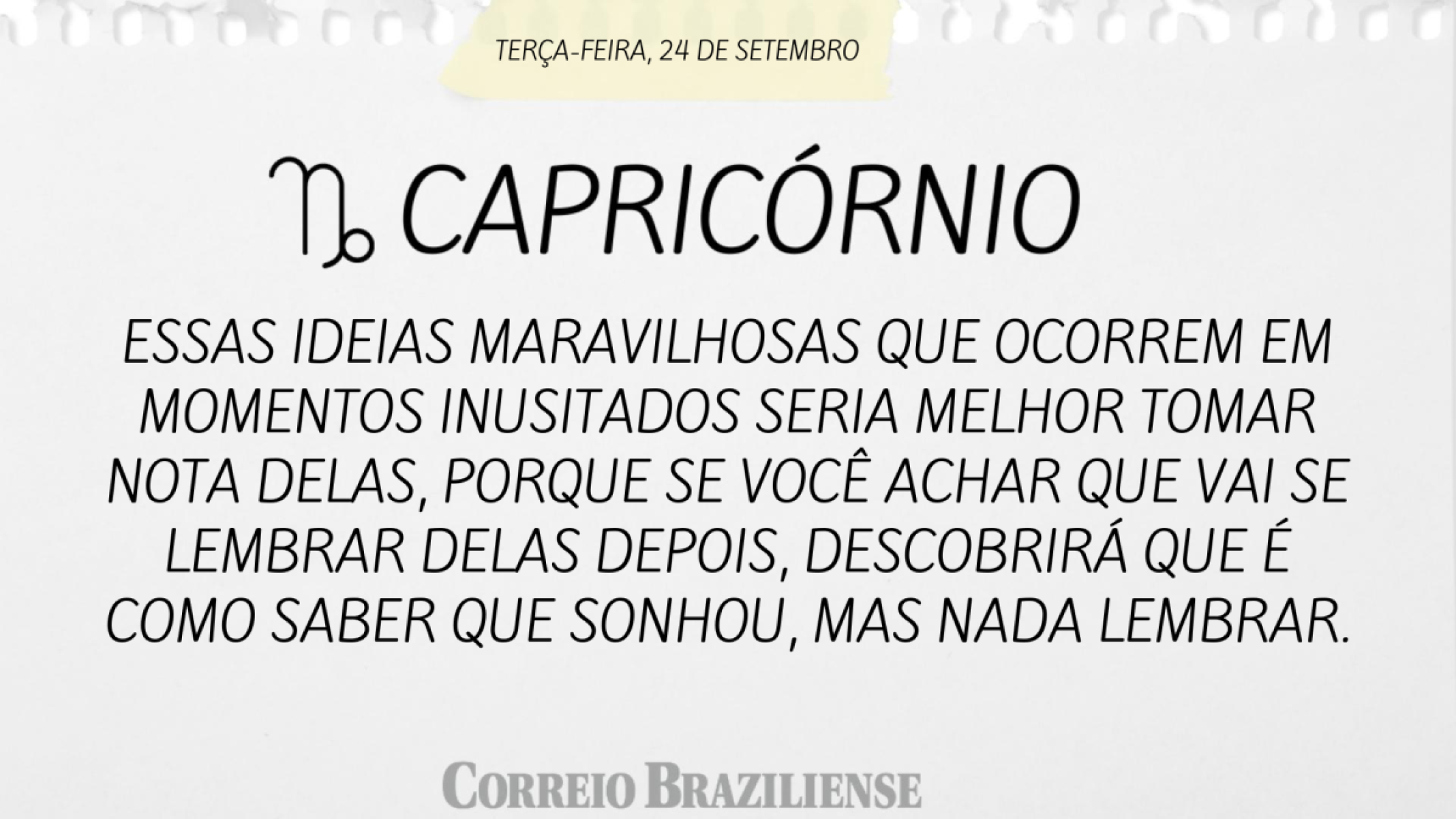 CAPRICÓRNIO  | 24 DE SETEMBRO DE 2024