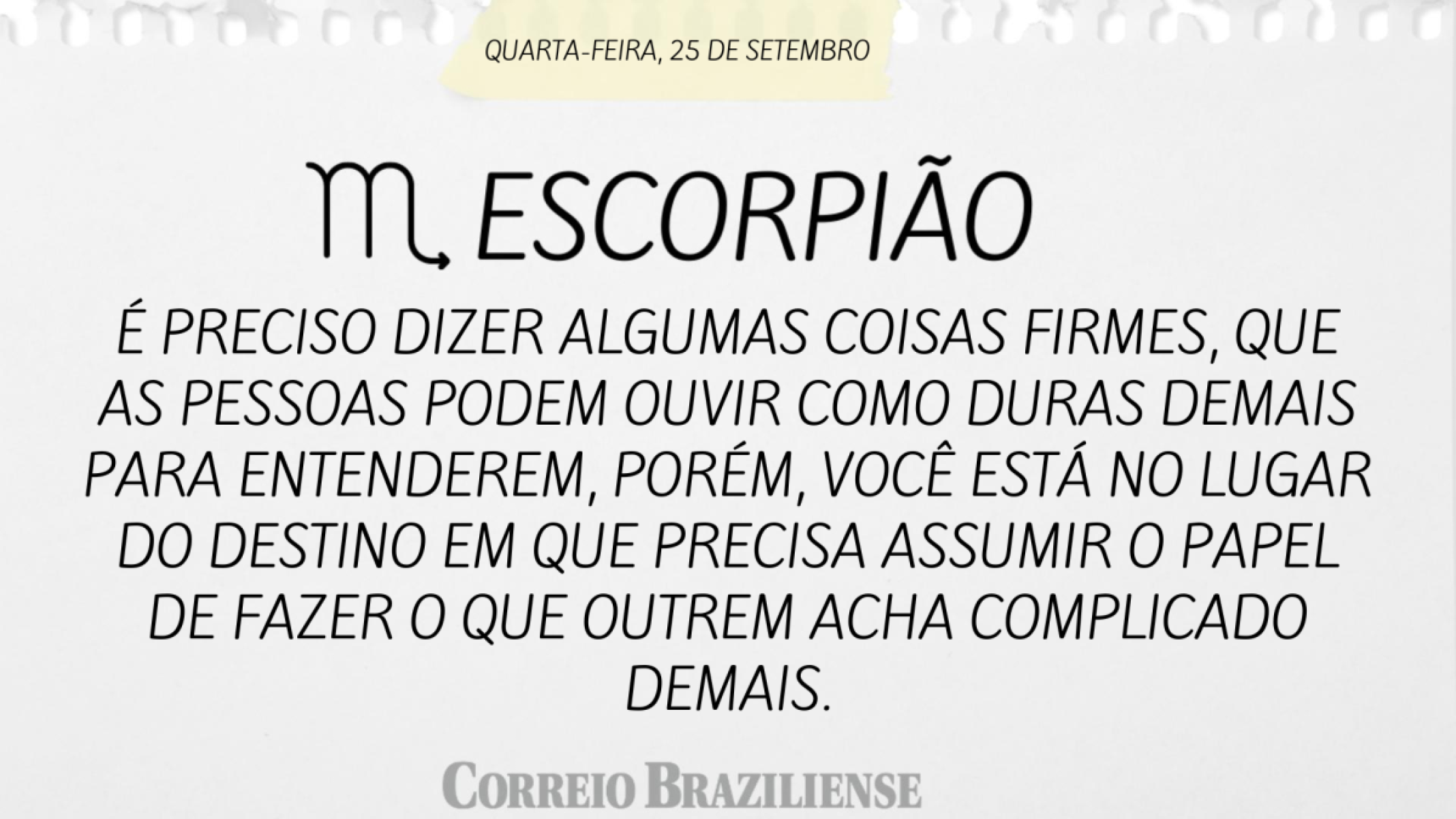 ESCORPIÃO | 25 DE SETEMBRO