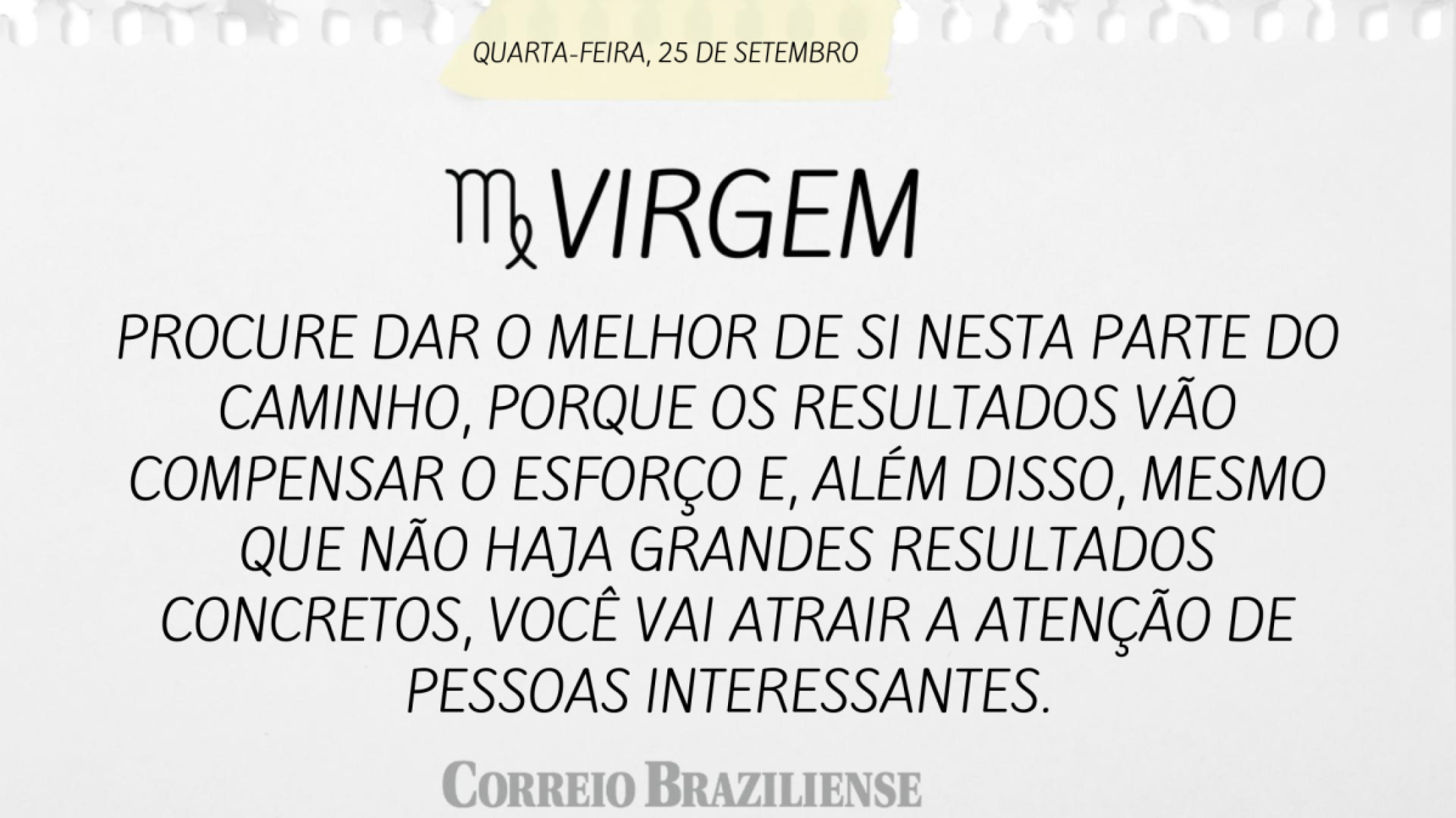 VIRGEM | 25 DE SETEMBRO