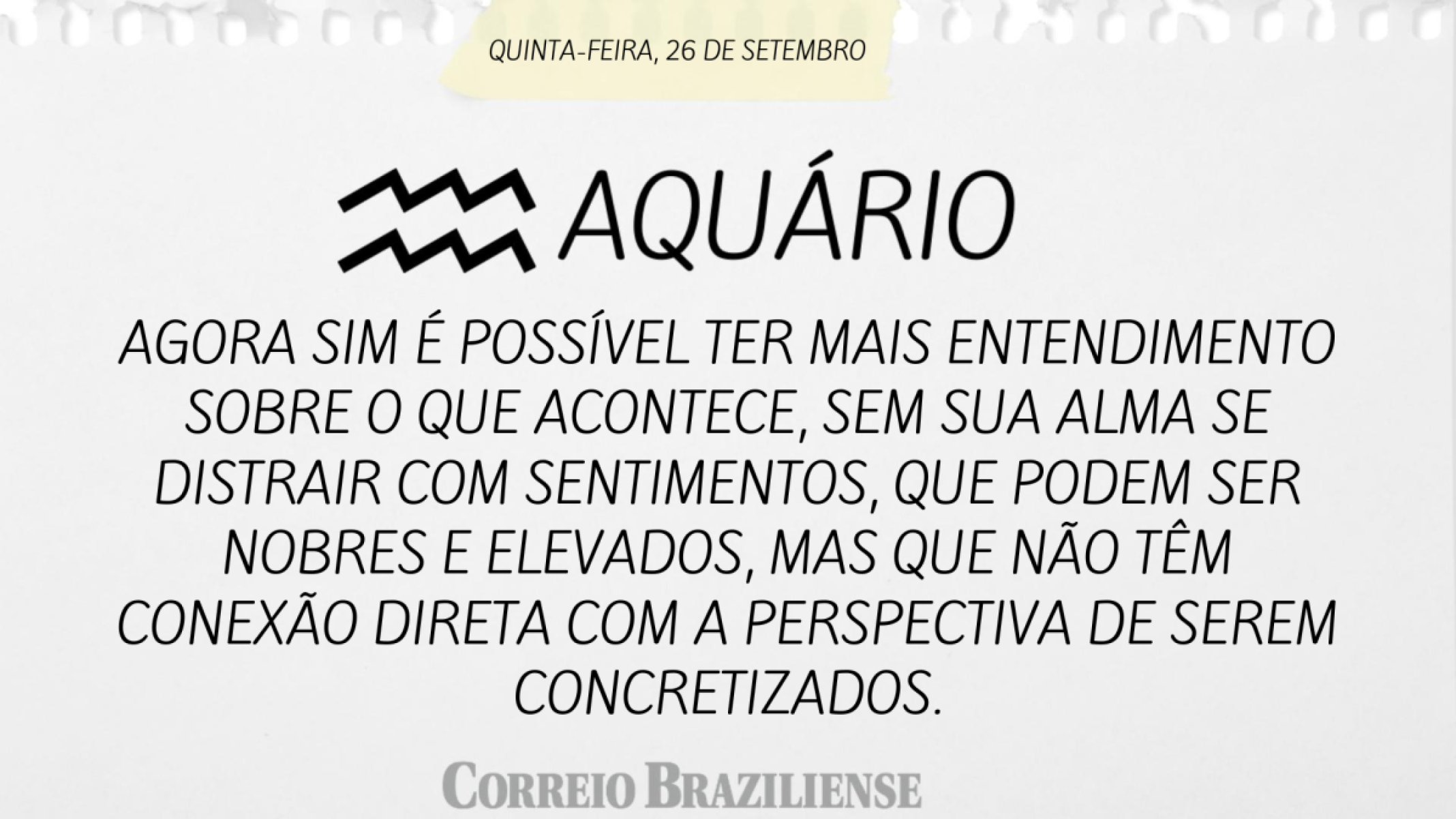 AQUÁRIO | 26 DE SETEMBRO