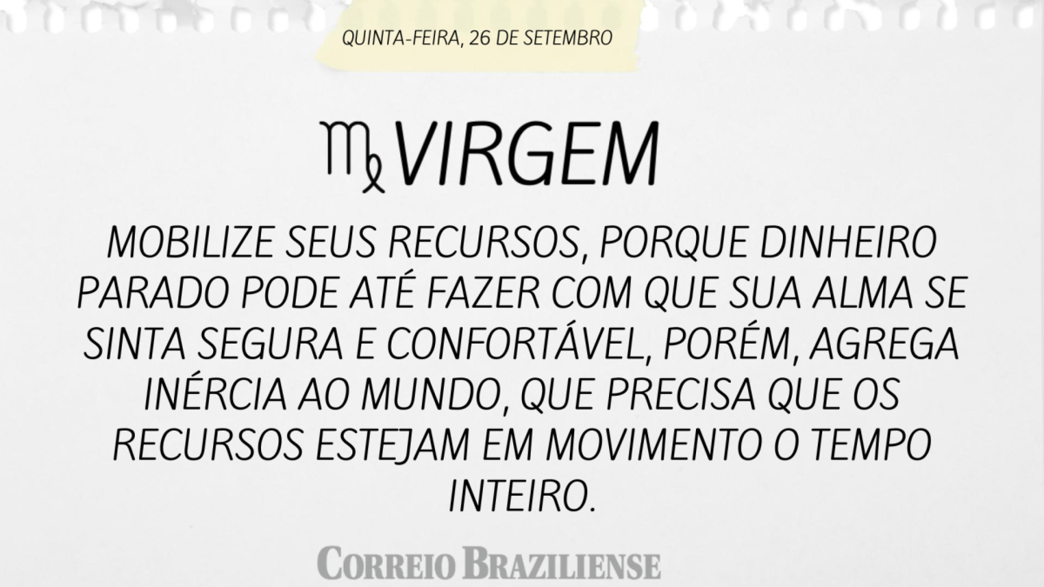 VIRGEM | 26 DE SETEMBRO