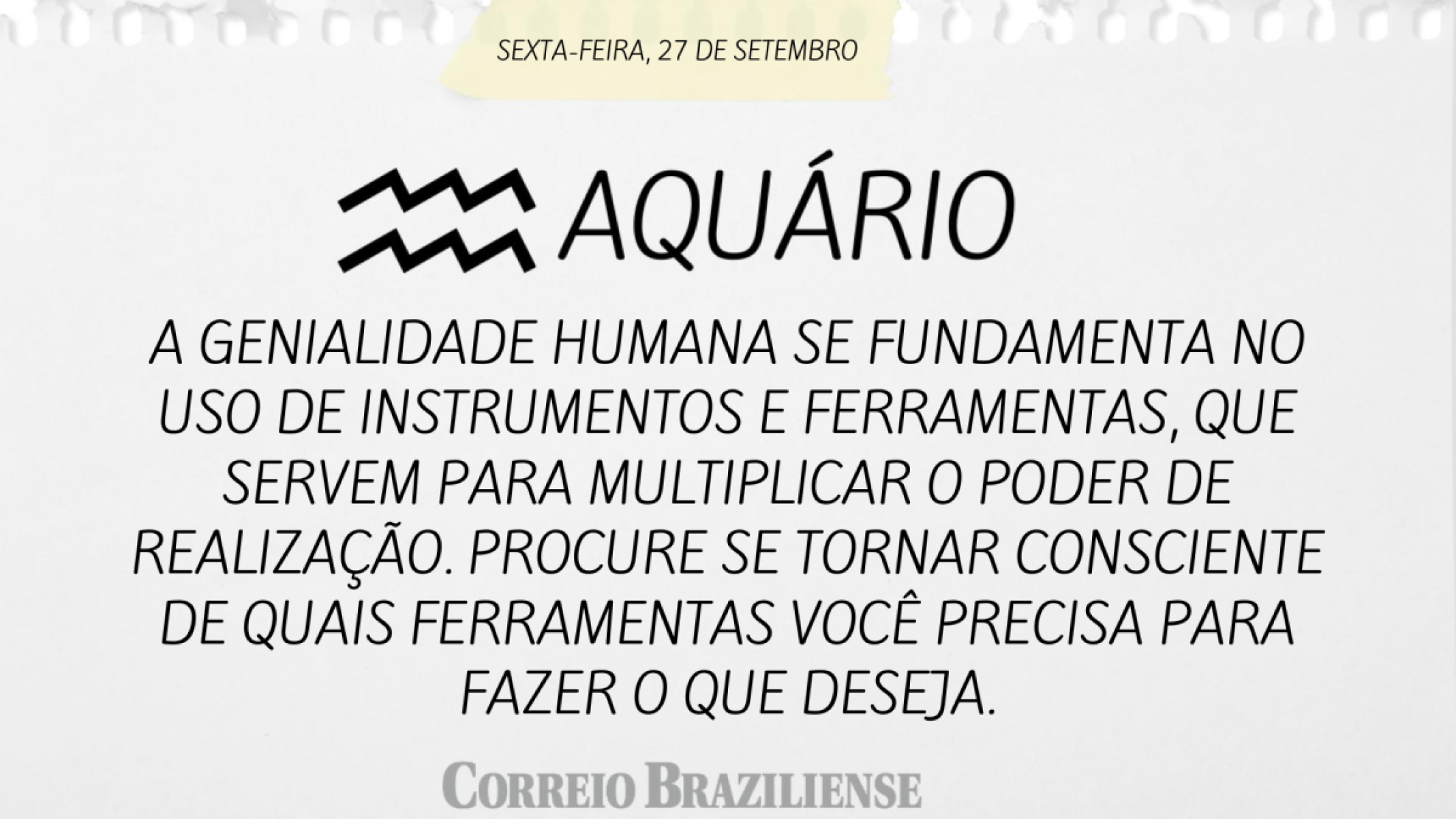 AQUÁRIO | 27 DE SETEMBRO