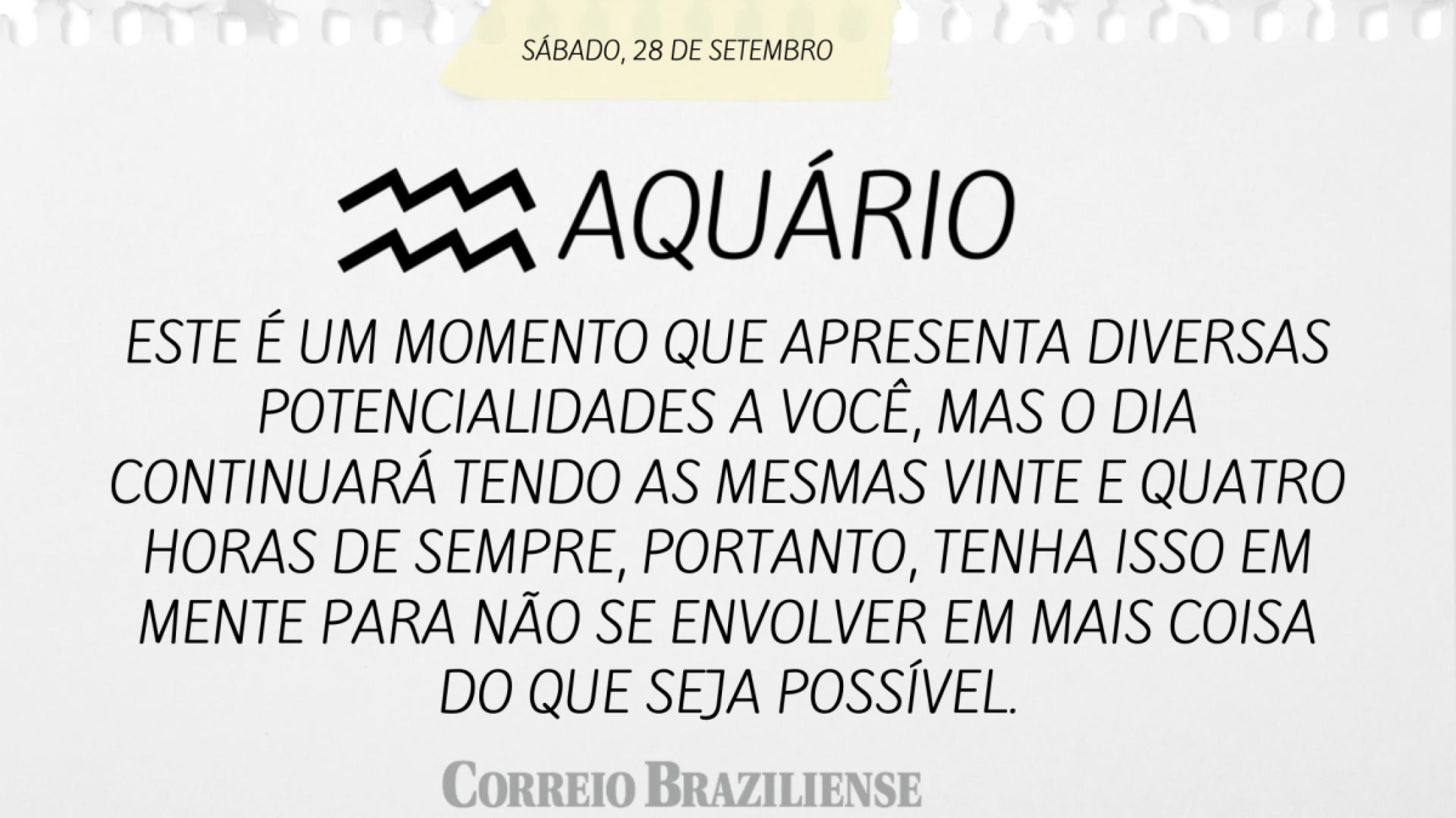 AQUÁRIO | 28 DE SETEMBRO