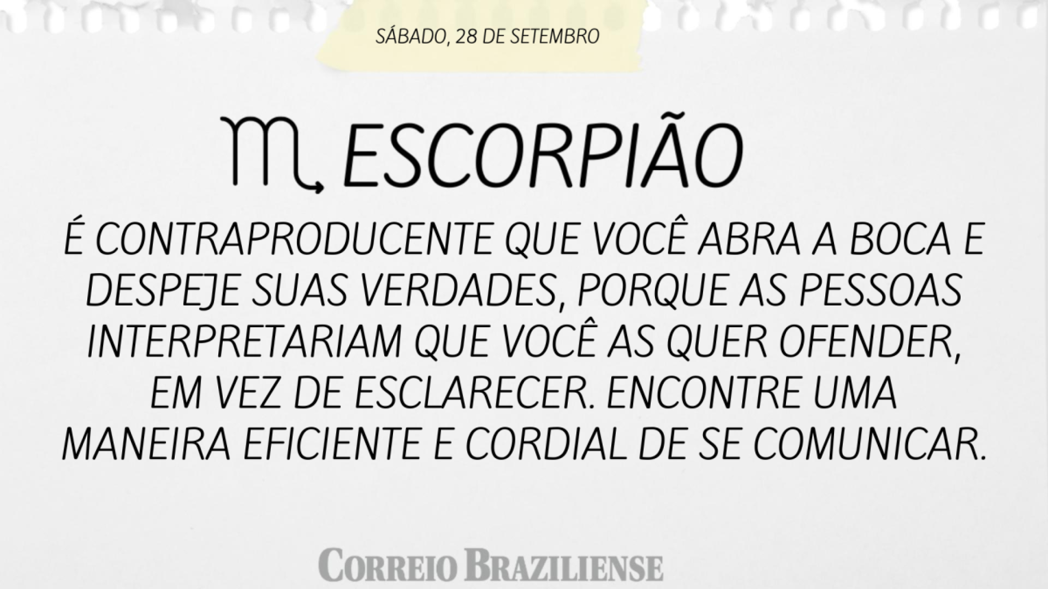 ESCORPIÃO | 28 DE SETEMBRO