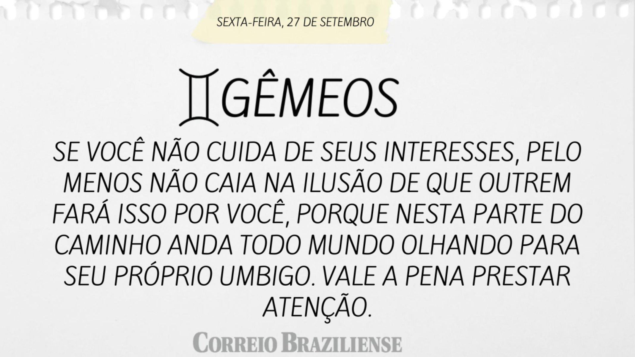 GÊMEOS | 27 DE SETEMBRO