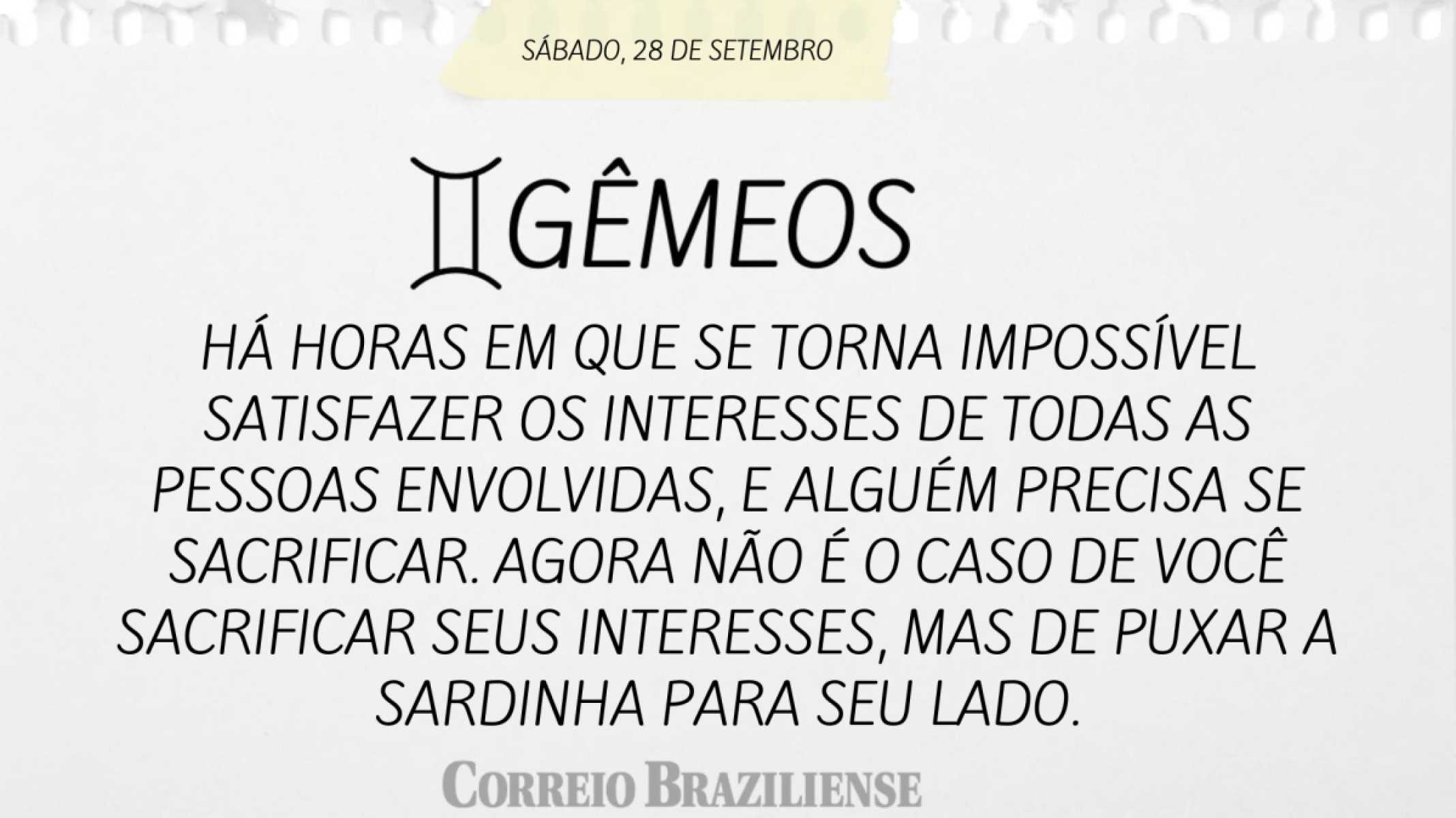 GÊMEOS | 28 DE SETEMBRO