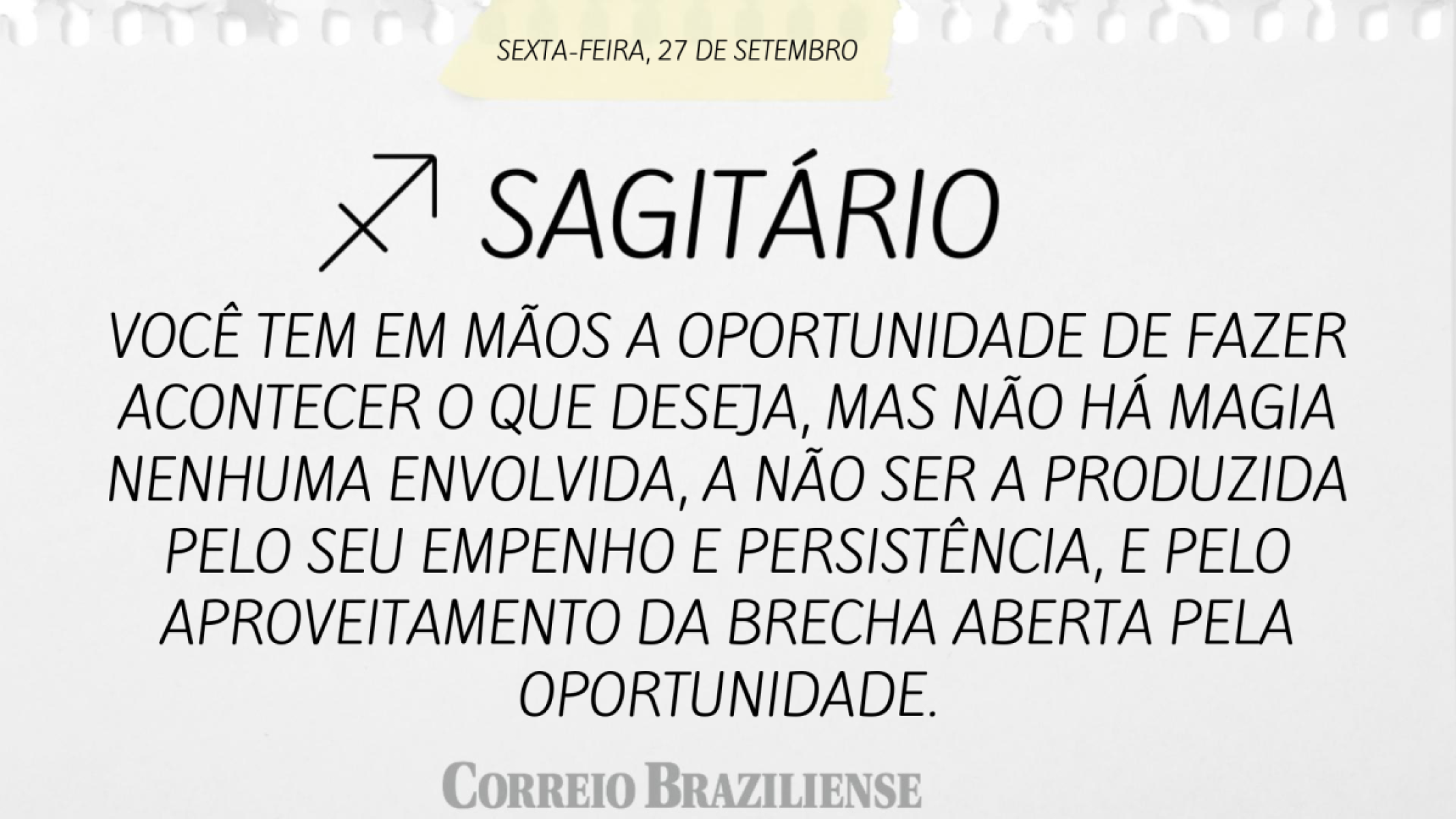 SAGITÁRIO | 27 DE SETEMBRO