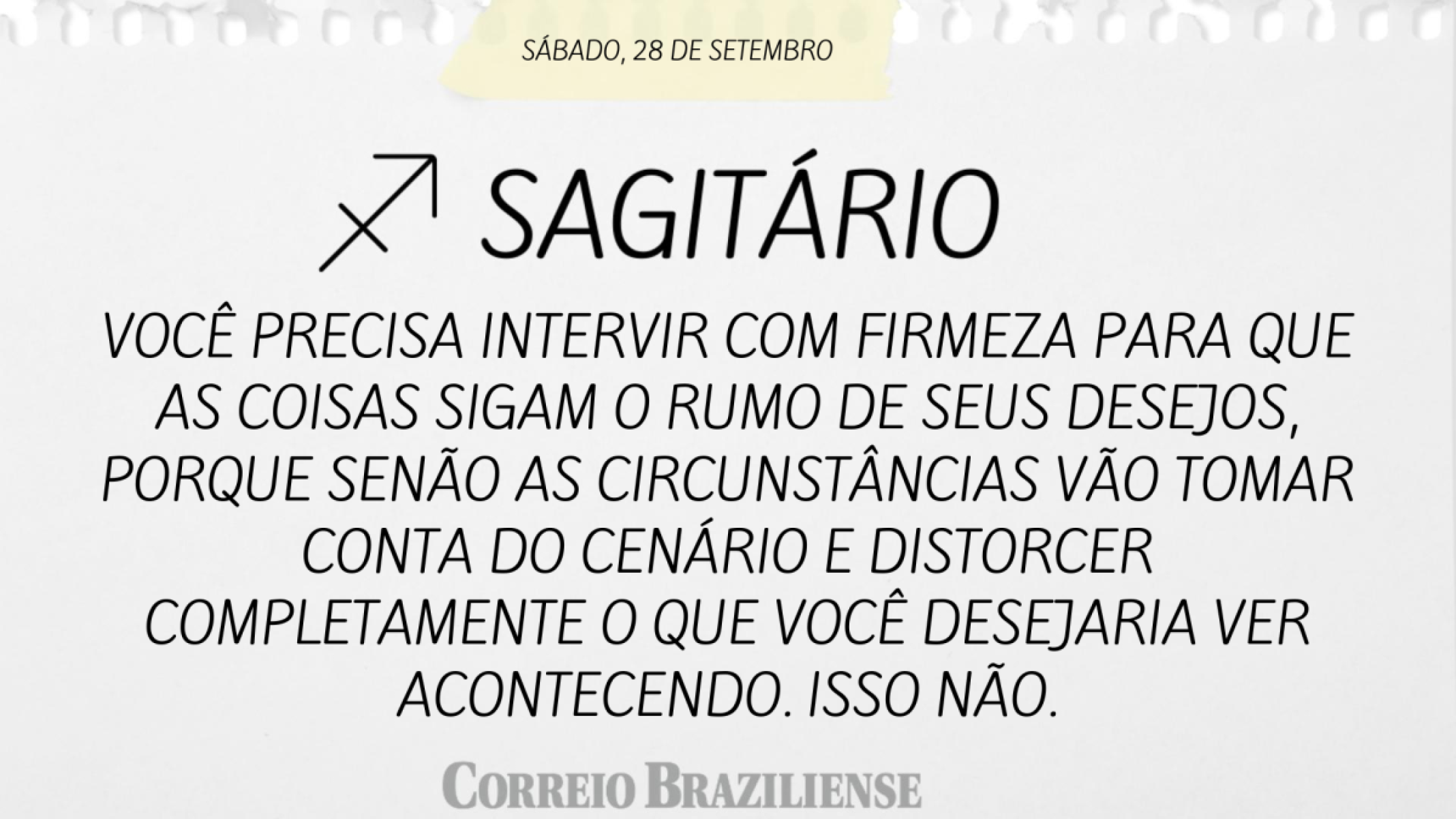 SAGITÁRIO | 28 DE SETEMBRO