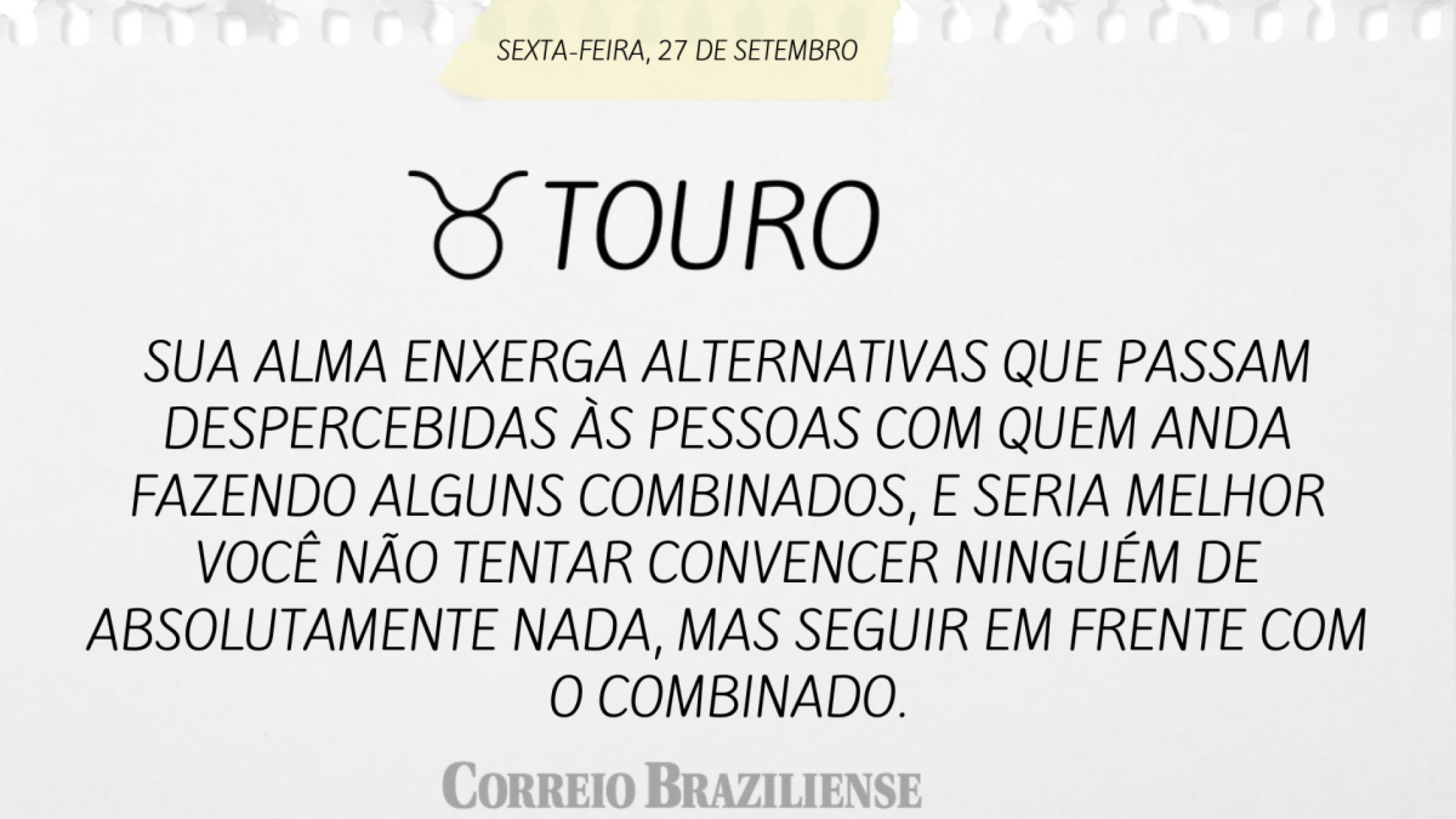 TOURO | 27 DE SETEMBRO