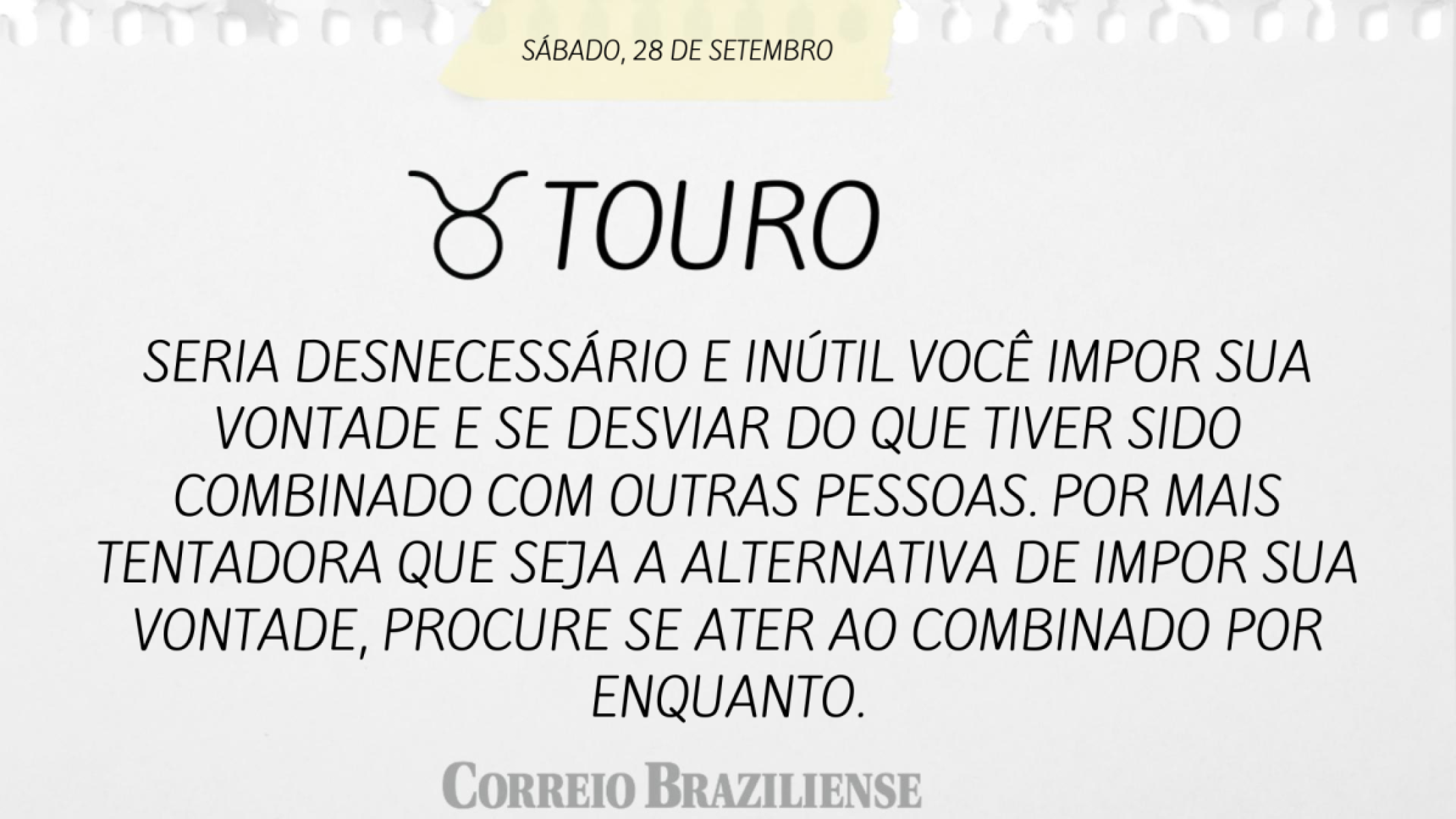 TOURO | 28 DE SETEMBRO