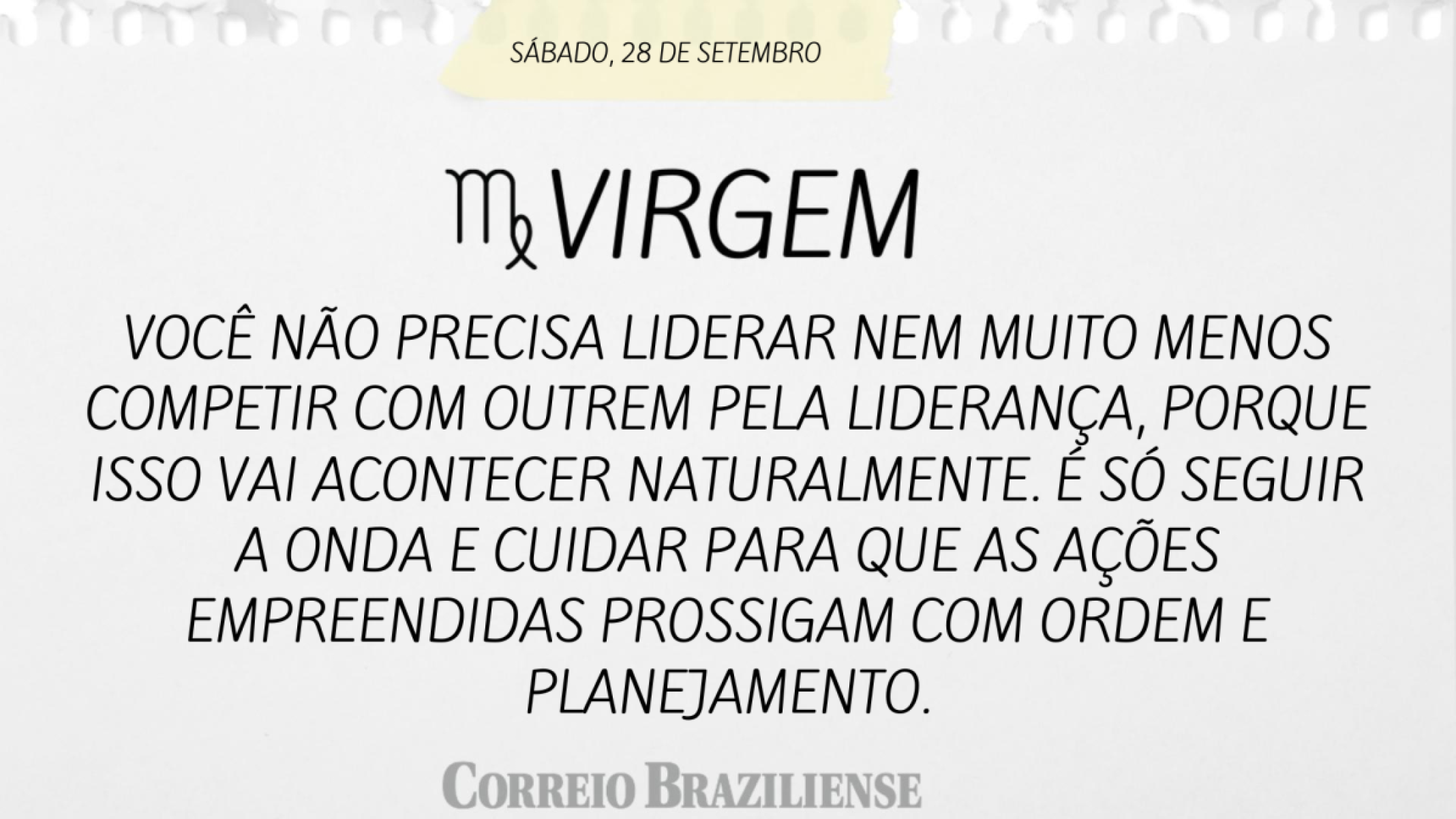 VIRGEM | 28 DE SETEMBRO