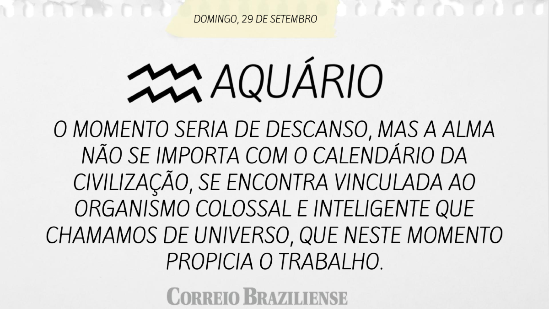 AQUÁRIO | 29 DE SETEMBRO