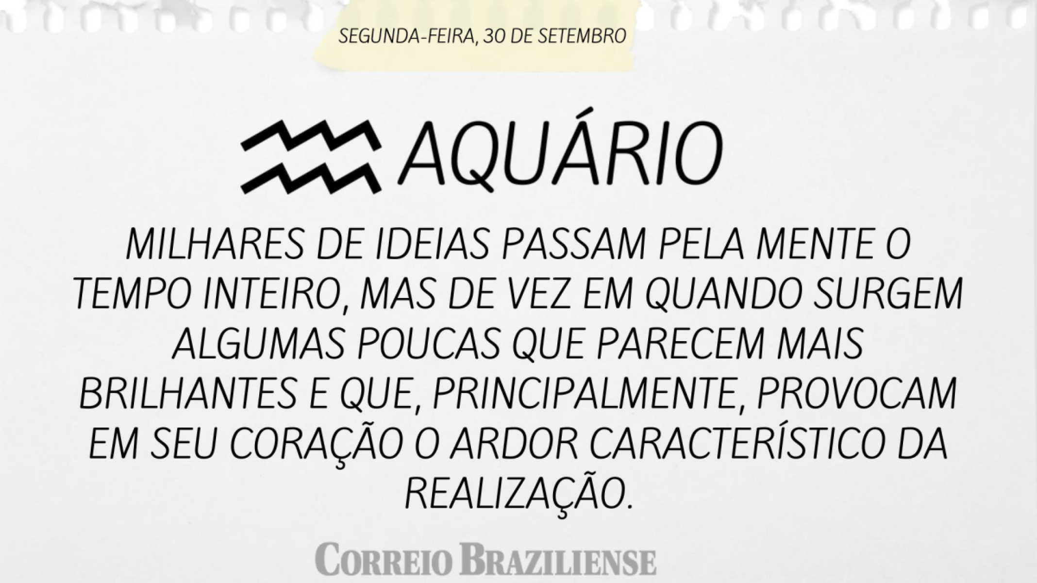 AQUÁRIO | 30 DE SETEMBRO