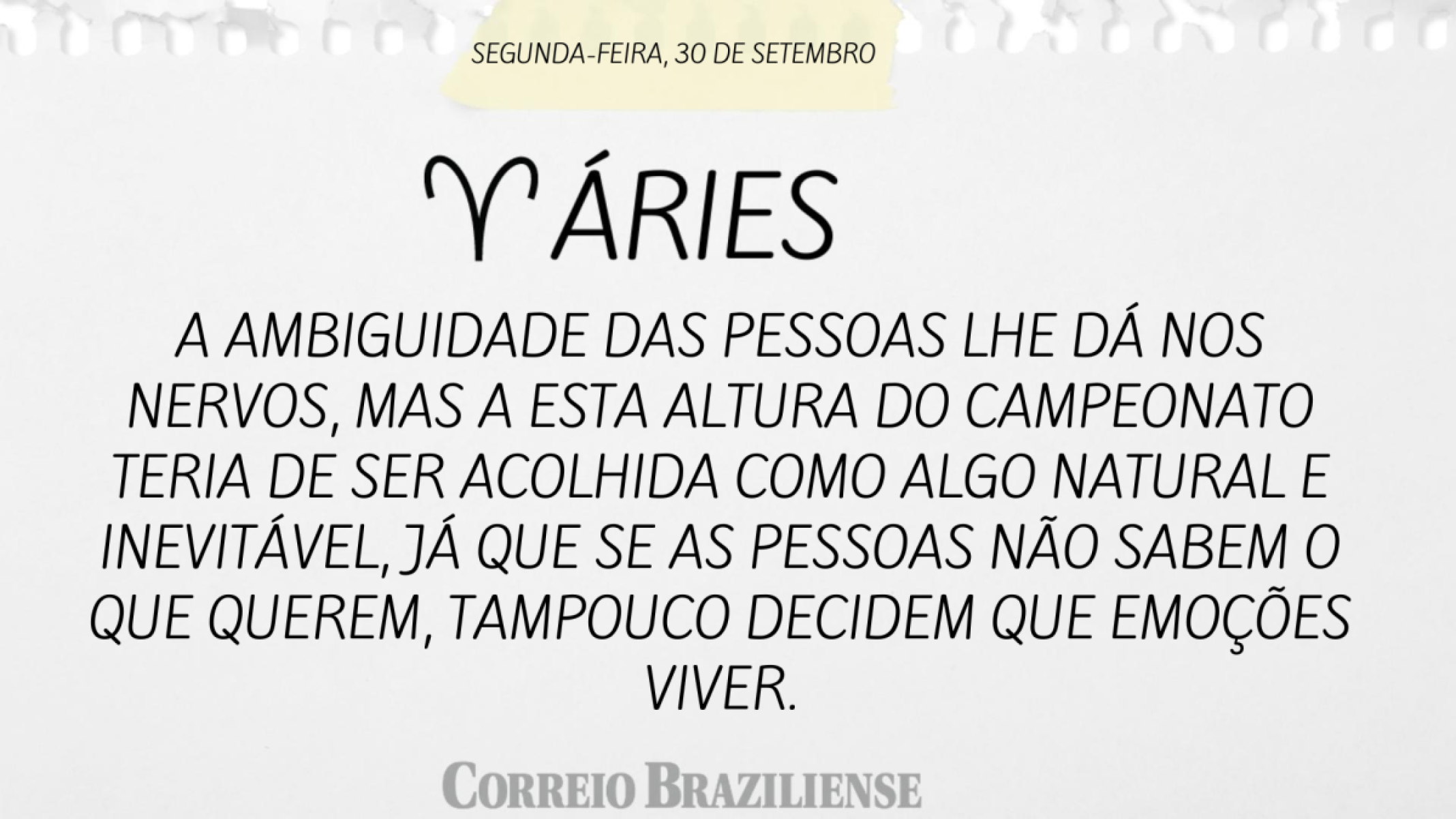 ÁRIES | 30 DE SETEMBRO