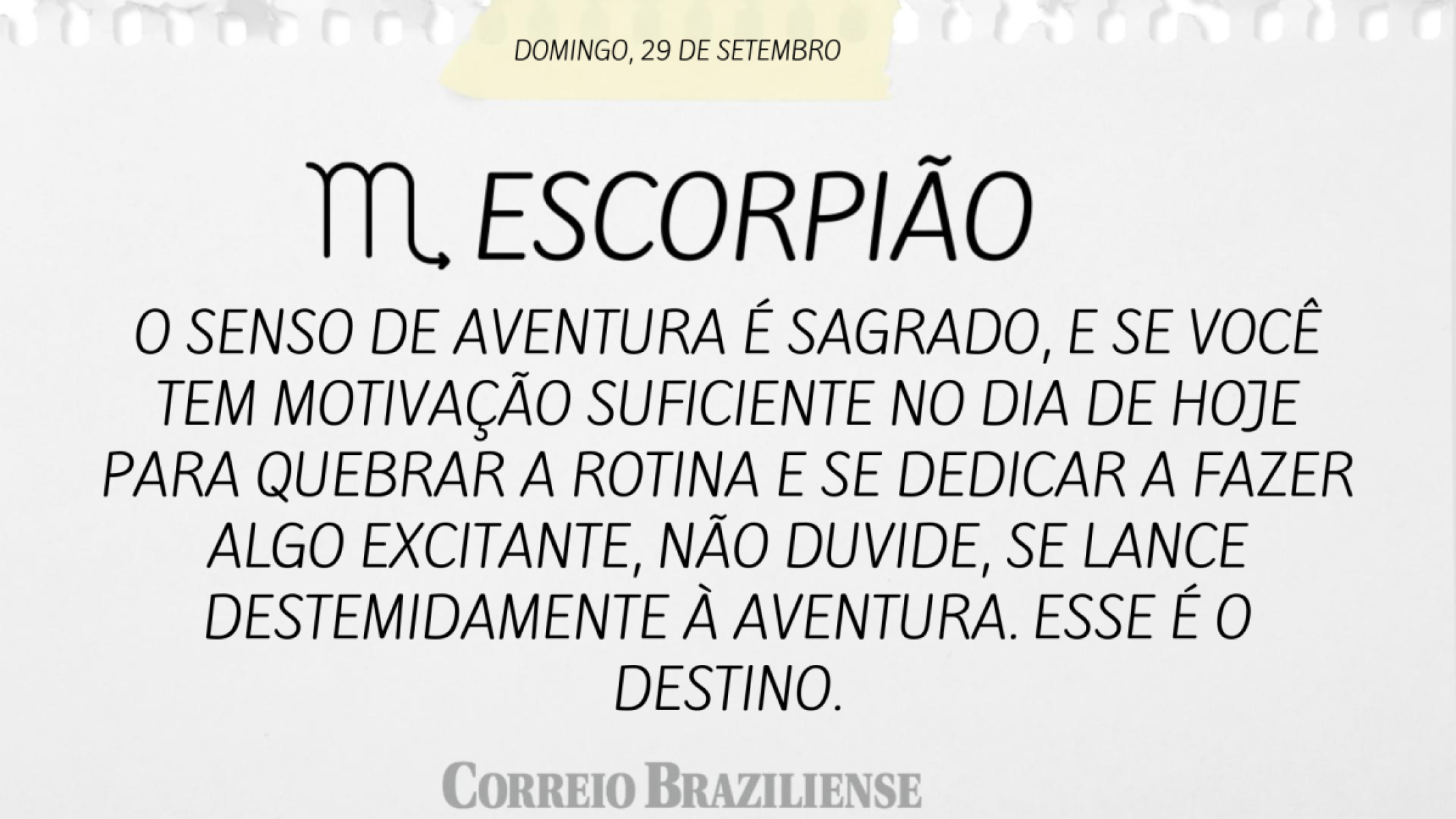 ESCORPIÃO | 29 DE SETEMBRO