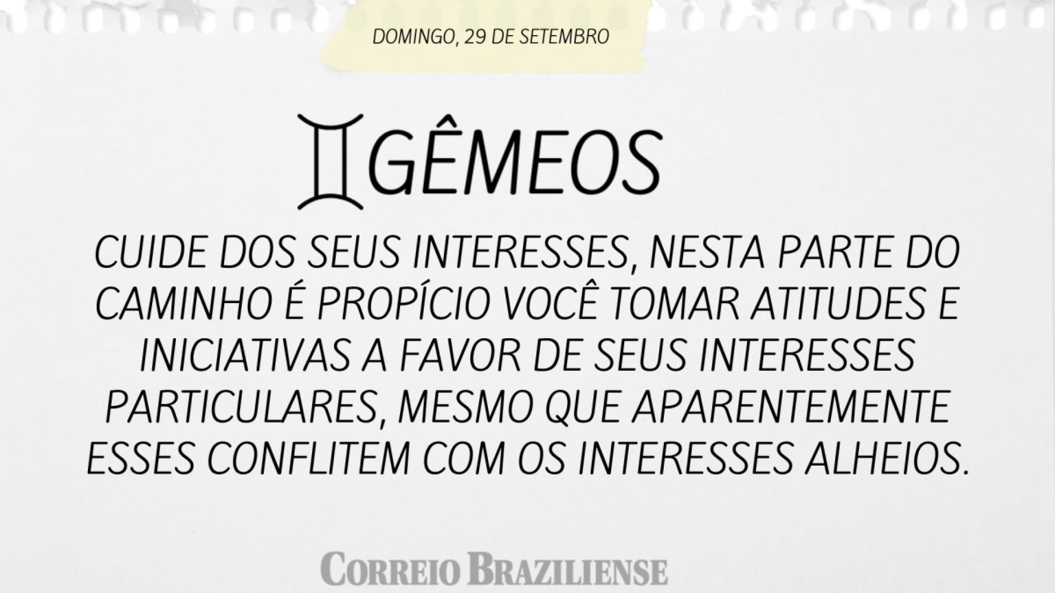 GÊMEOS | 29 DE SETEMBRO