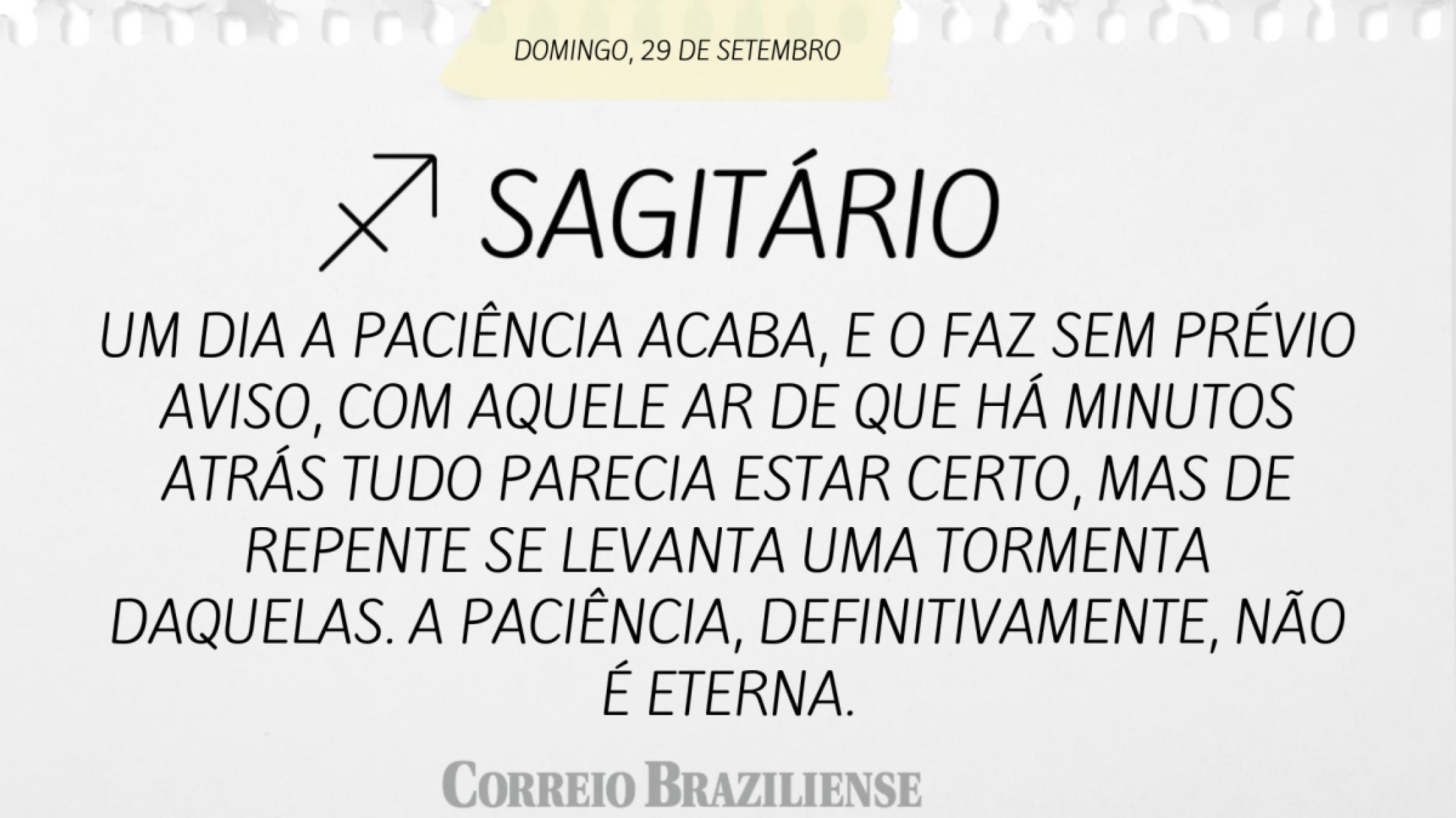 SAGITÁRIO | 29 DE SETEMBRO