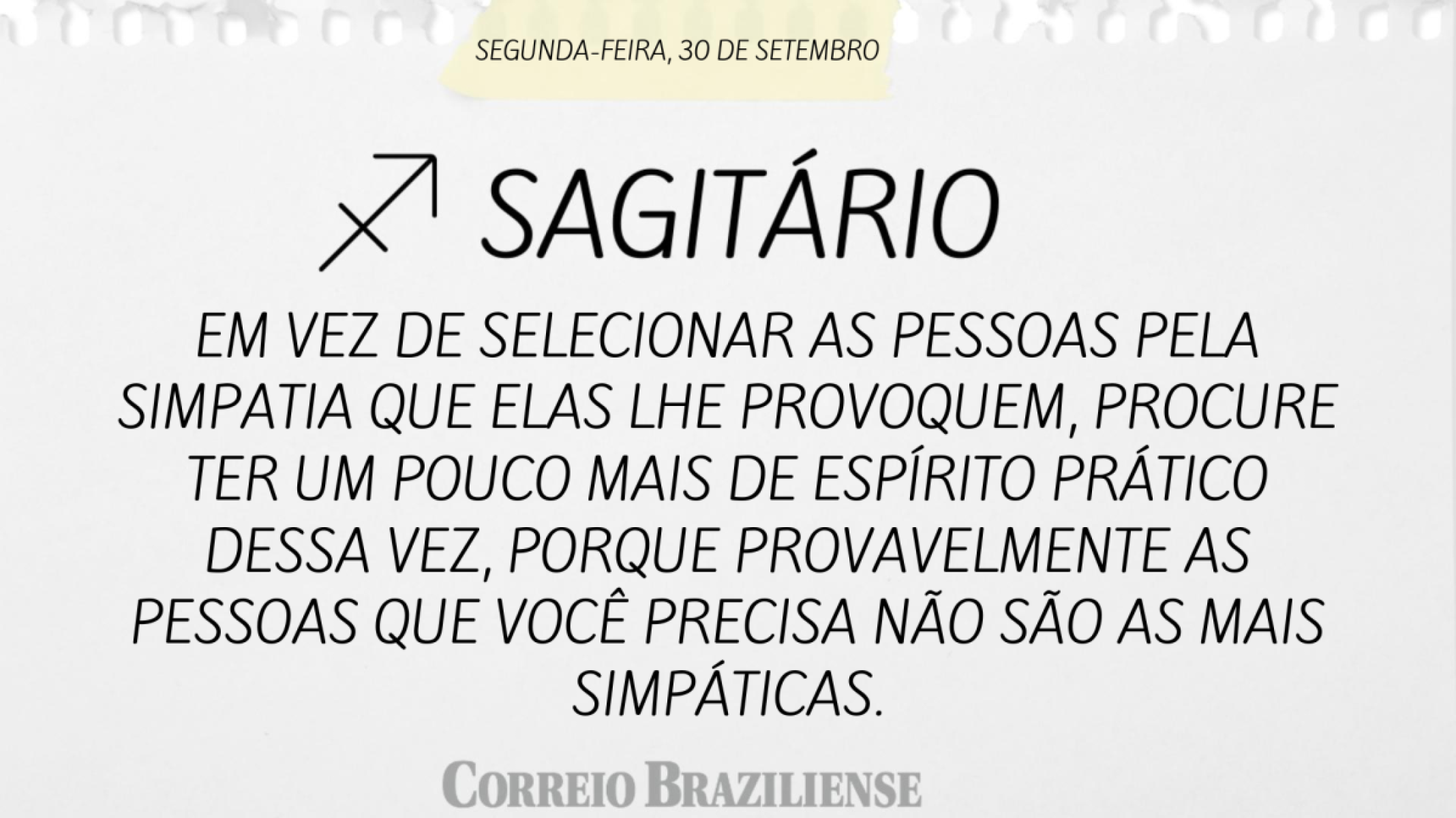 SAGITÁRIO | 30 DE SETEMBRO