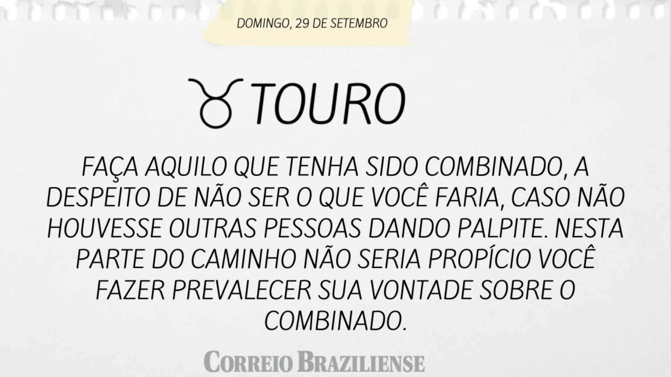 TOURO | 29 DE SETEMBRO