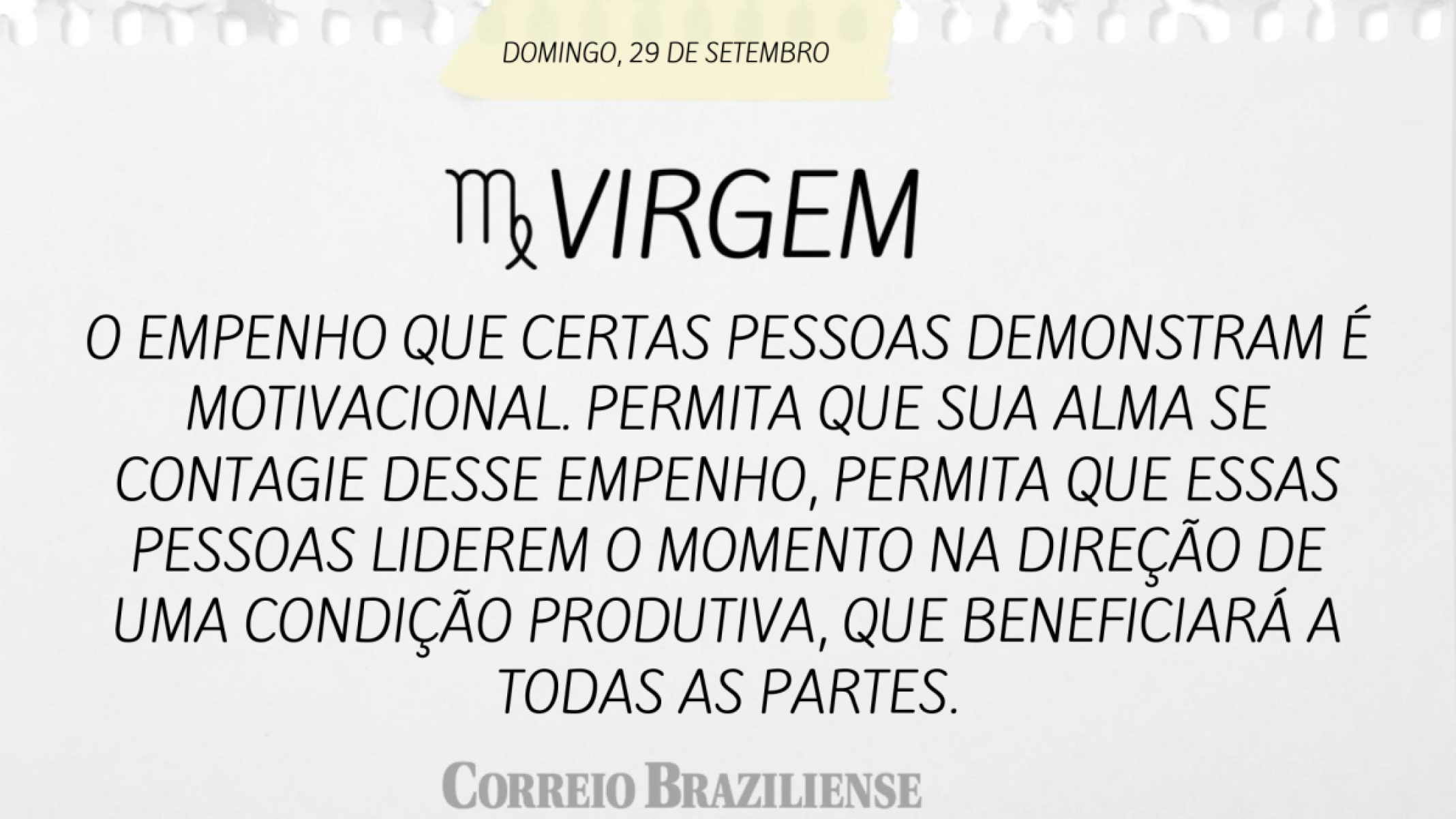 VIRGEM | 29 DE SETEMBRO