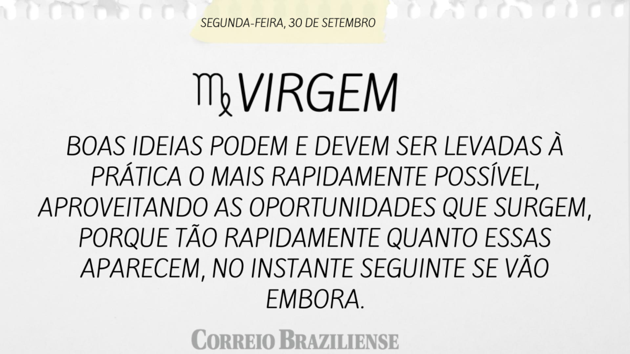 VIRGEM | 30 DE SETEMBRO