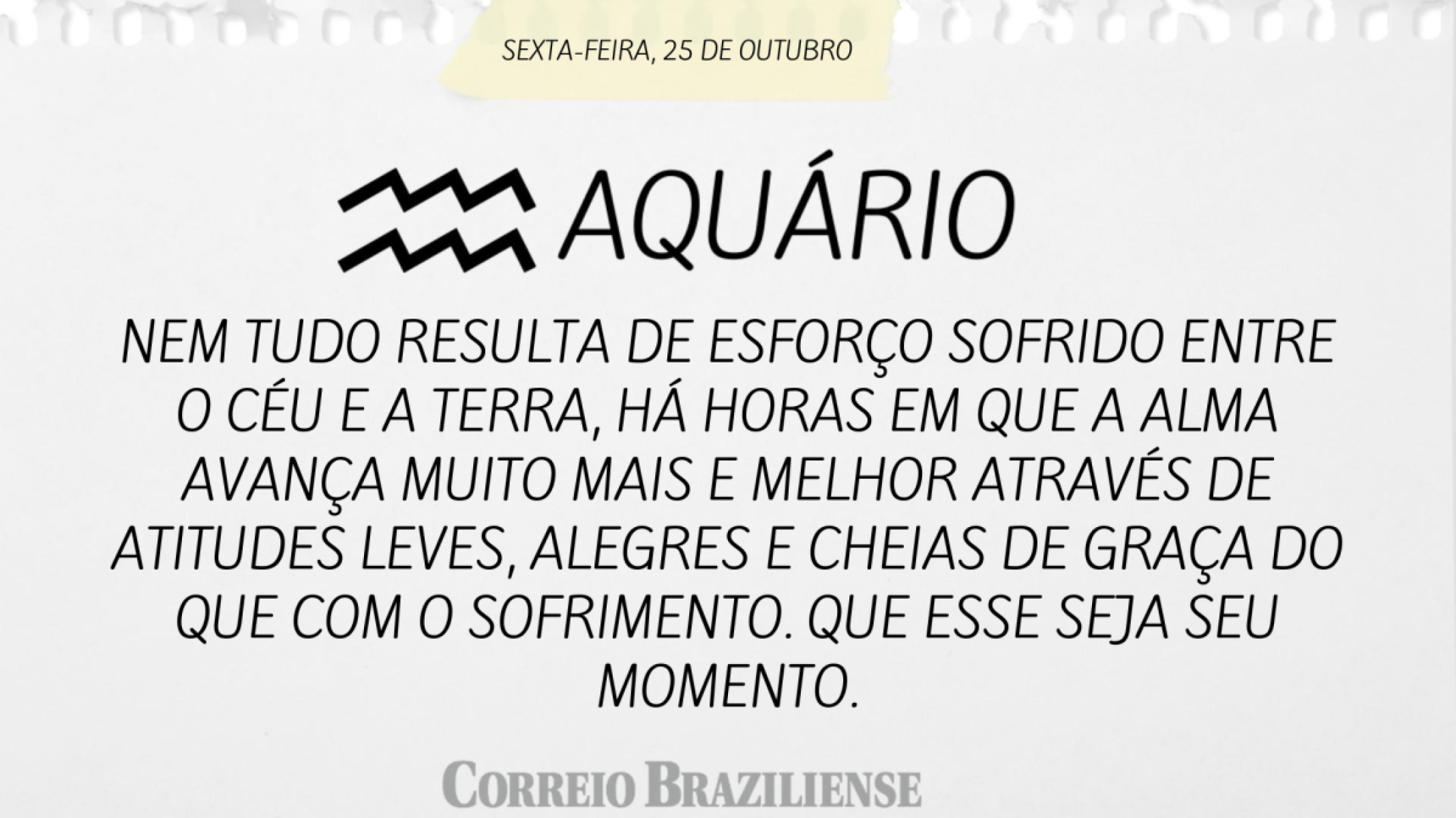 AQUÁRIO | 25 DE OUTUBRO