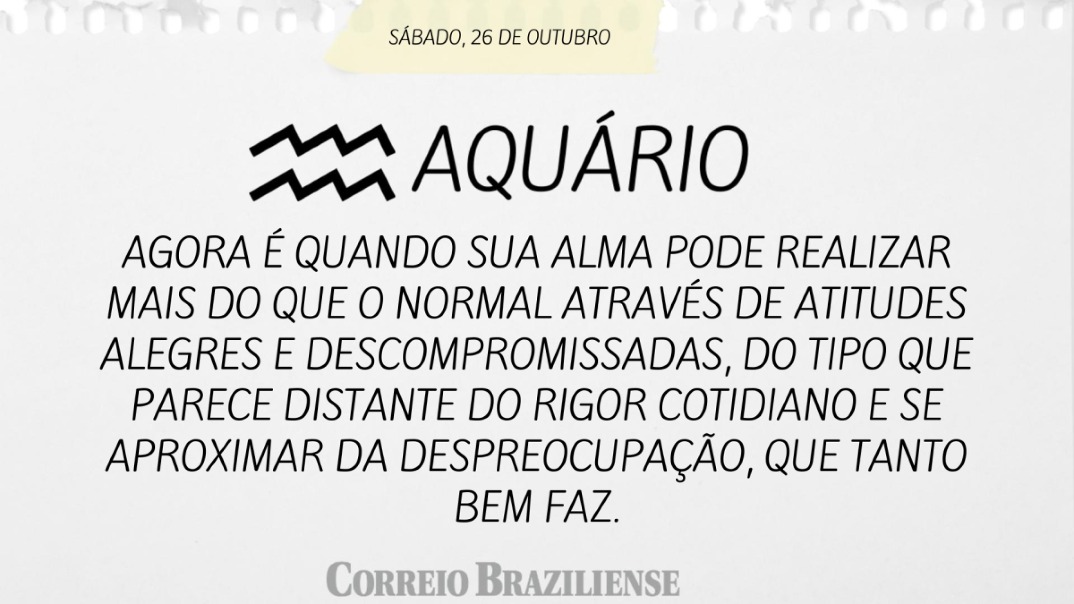 AQUÁRIO | 26 DE OUTUBRO