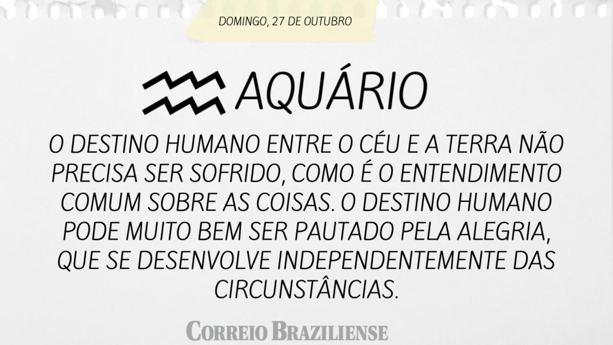 AQUÁRIO | 27 DE OUTUBRO