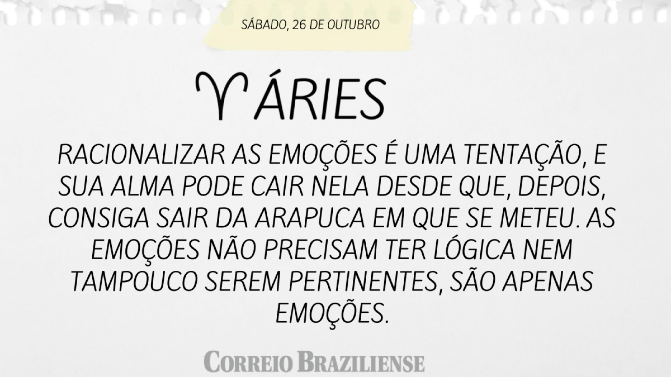 ÁRIES  | 26 DE OUTUBRO