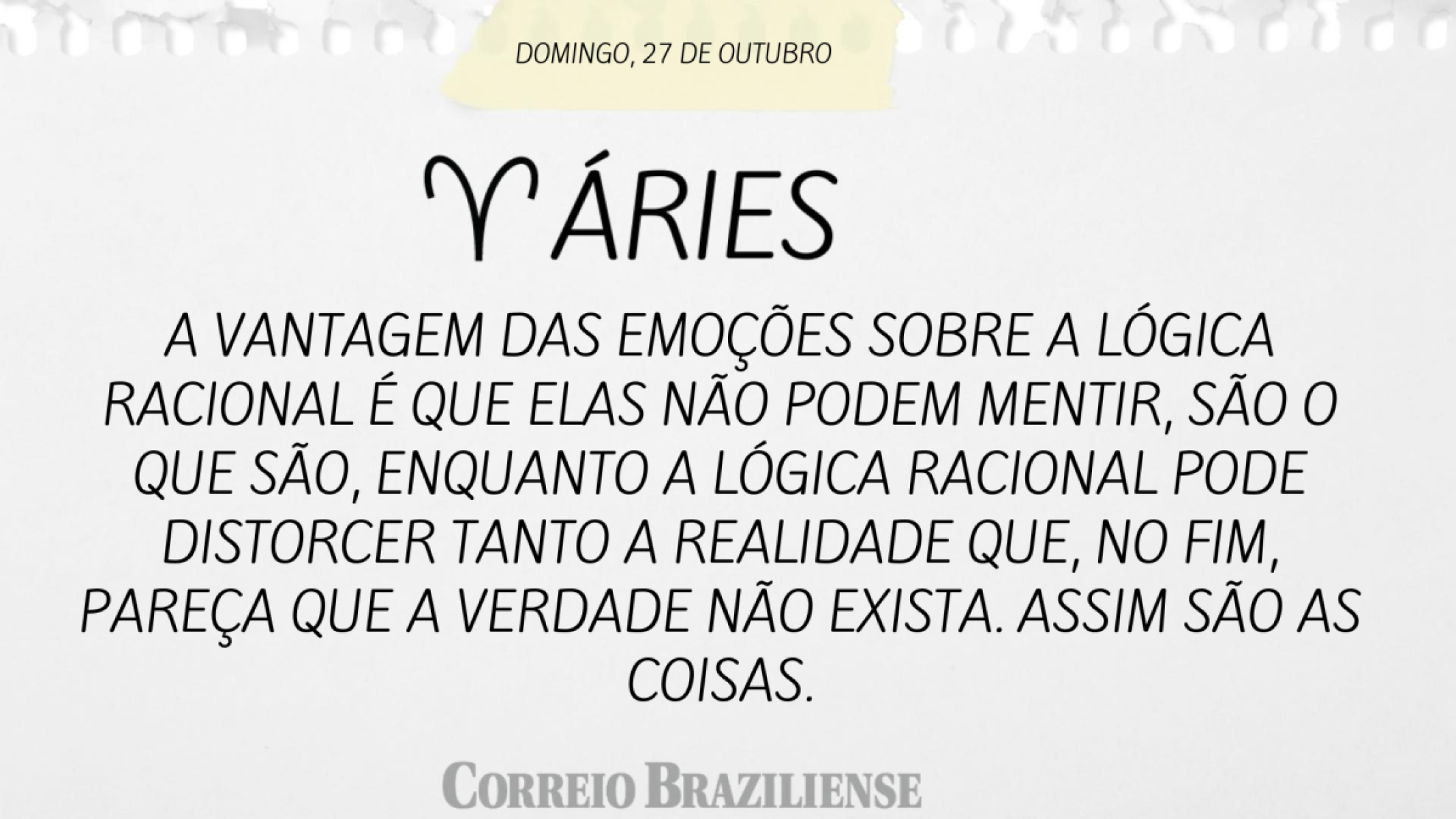 ÁRIES  | 27 DE OUTUBRO