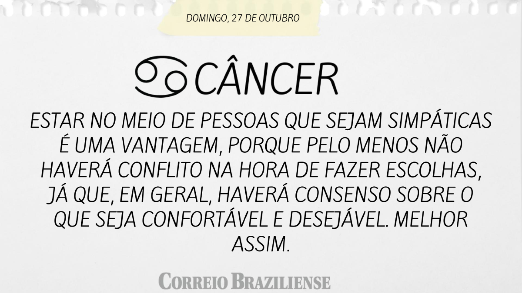 CÂNCER | 27 DE OUTUBRO