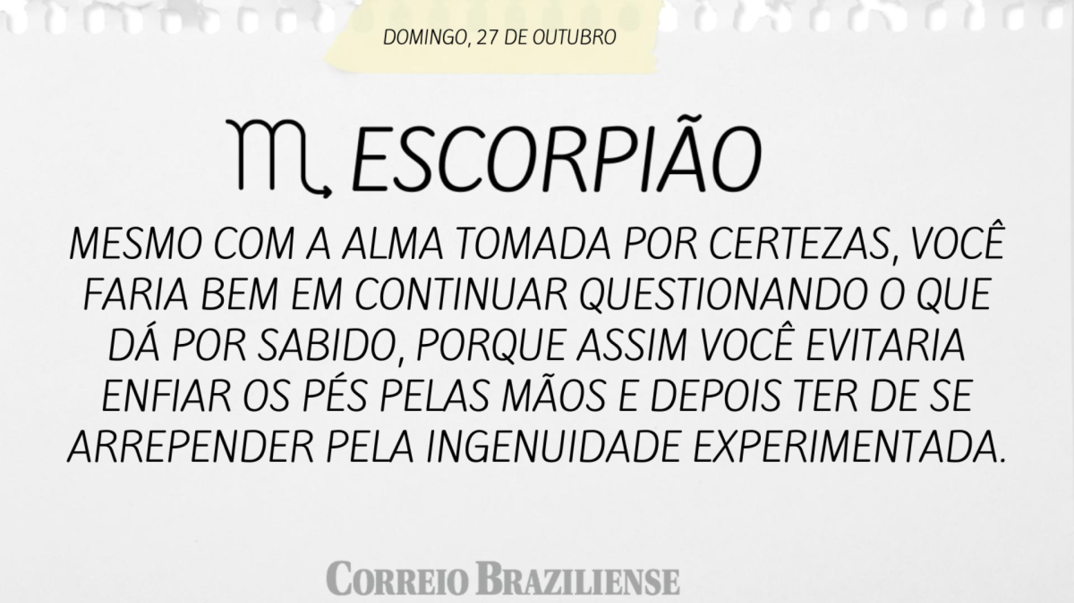 ESCORPIÃO | 27 DE OUTUBRO