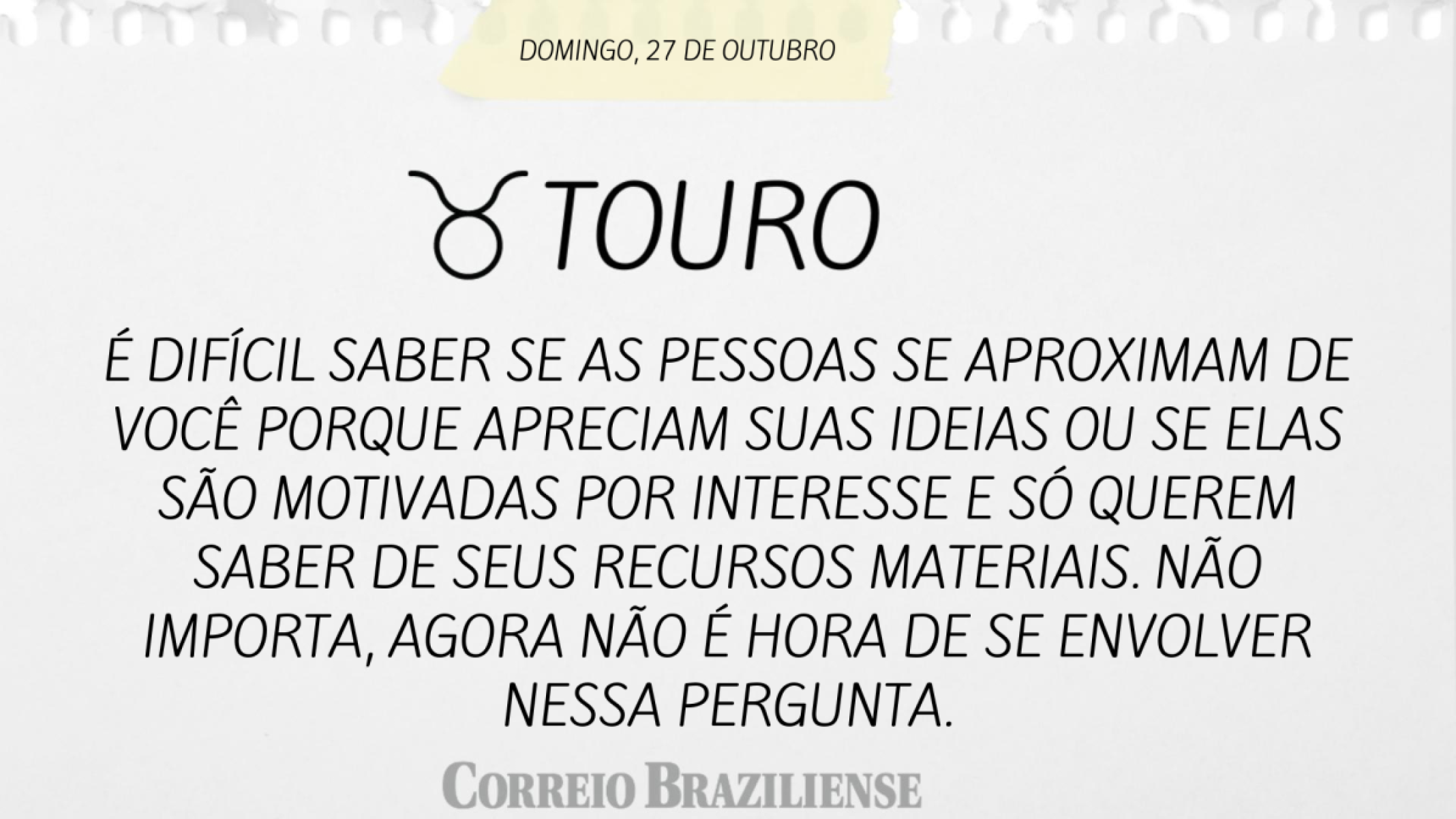 TOURO  | 27 DE OUTUBRO