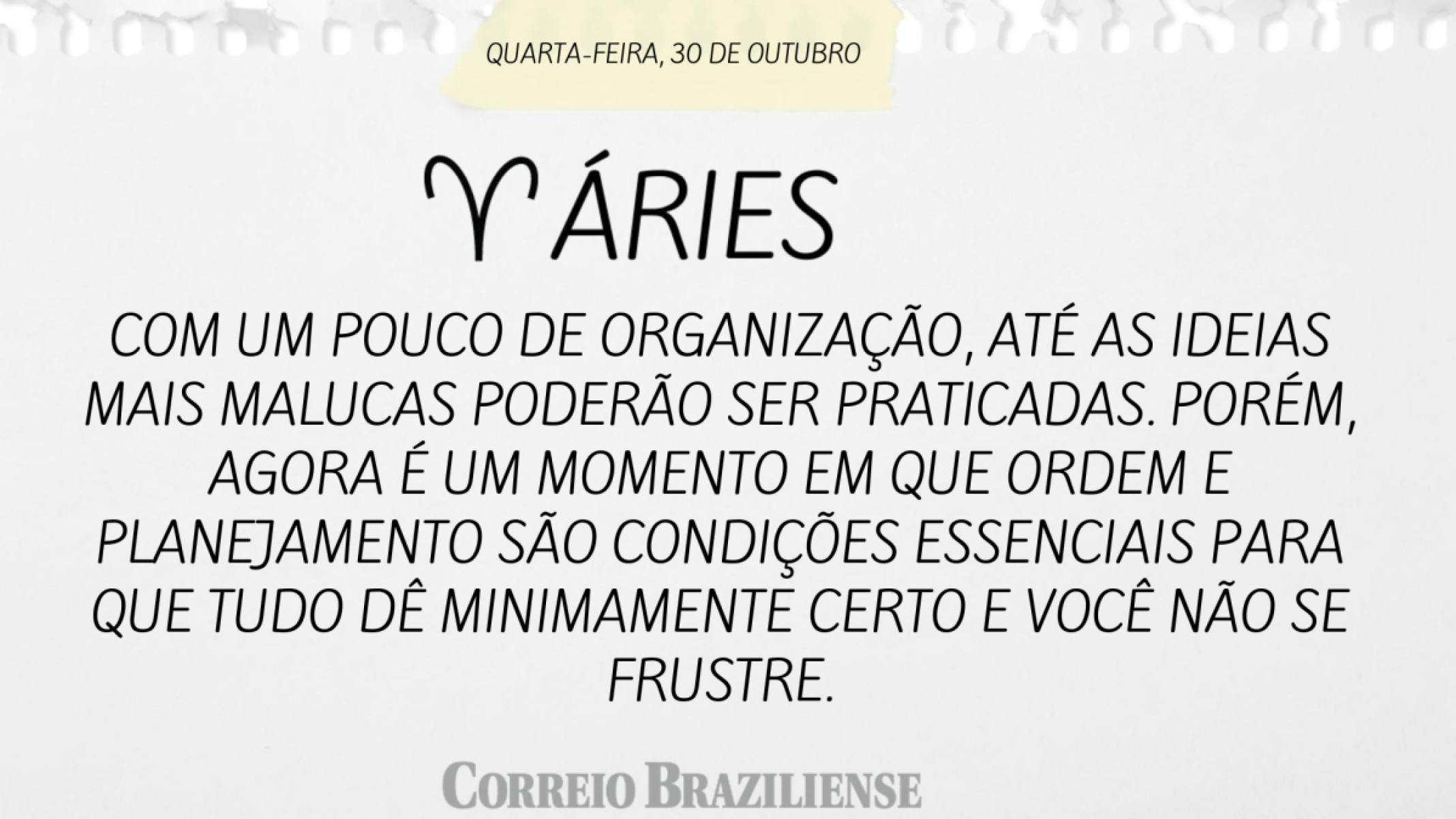 ÁRIES | 30 DE OUTUBRO