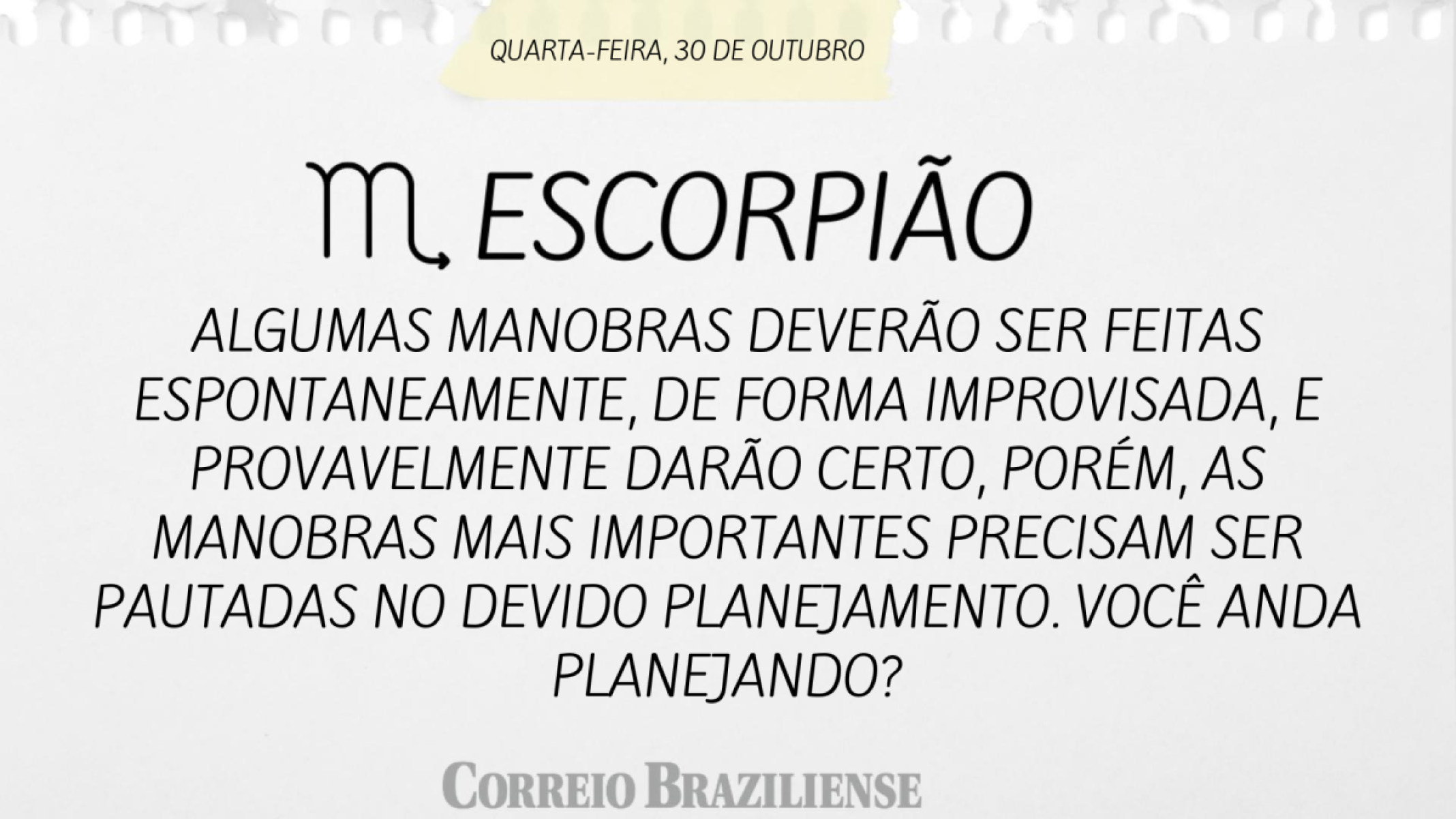 ESCORPIÃO | 30 DE OUTUBRO