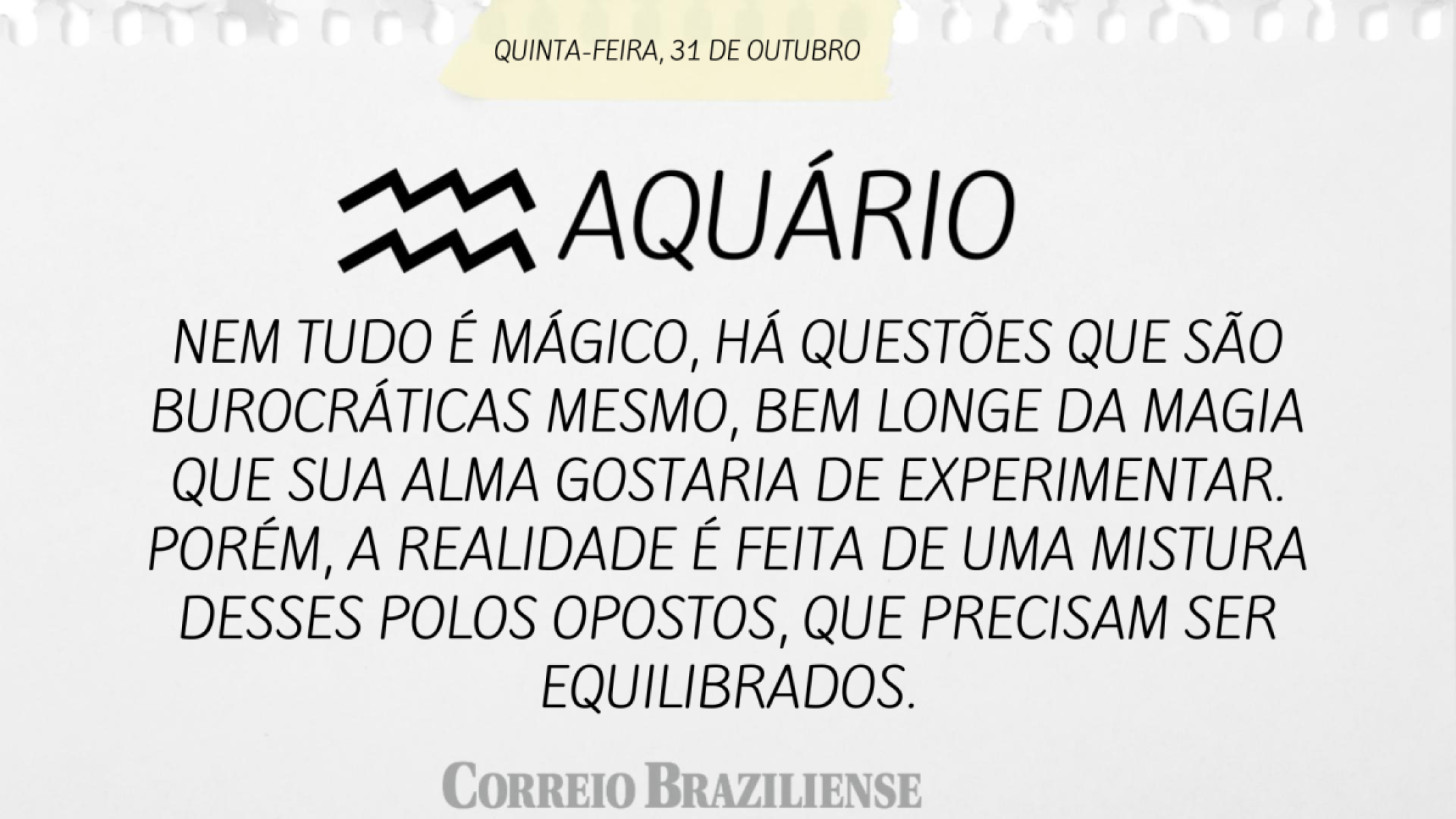 AQUÁRIO | 31 DE OUTUBRO