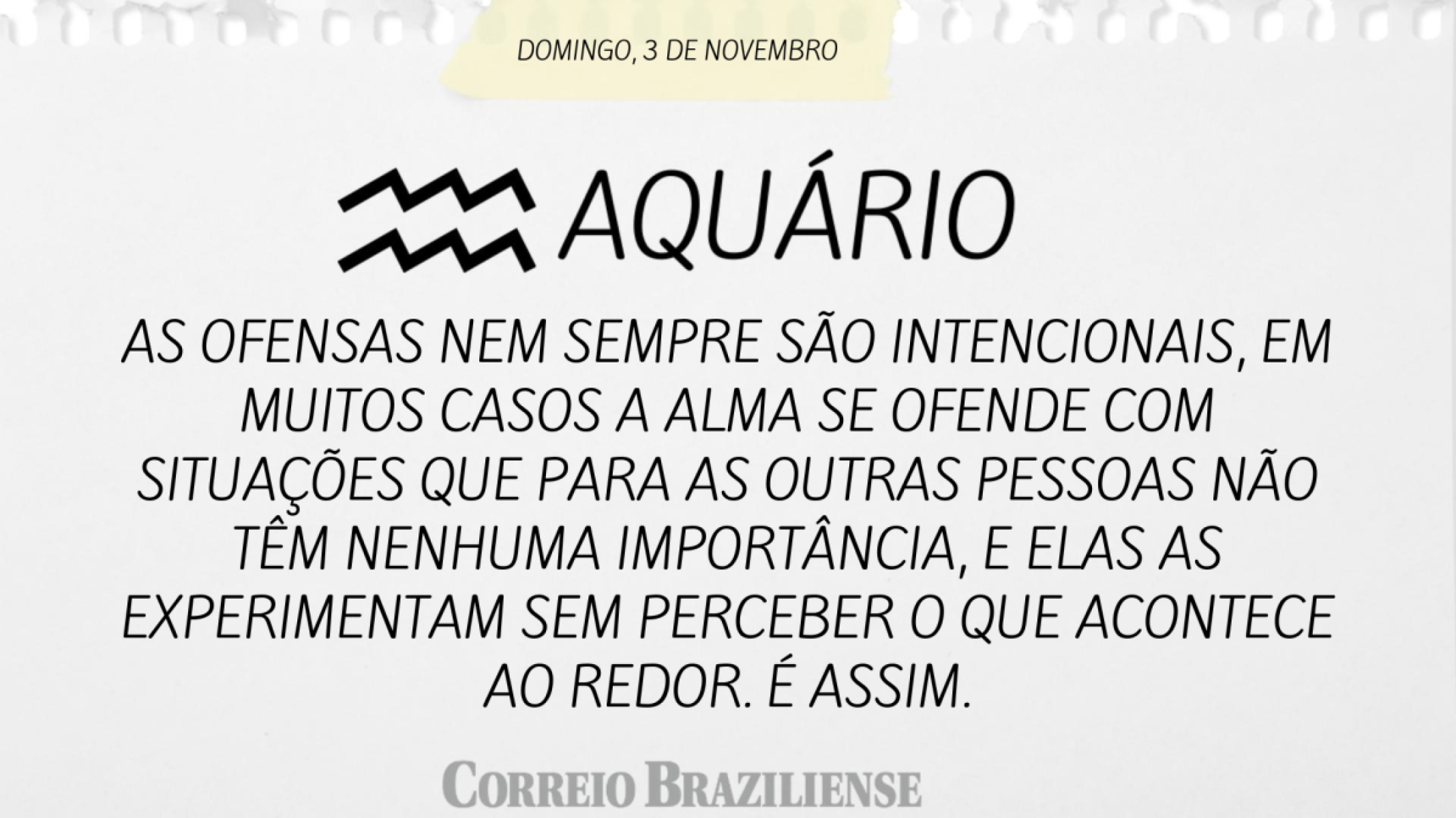 AQUÁRIO | 3 DE NOVEMBRO