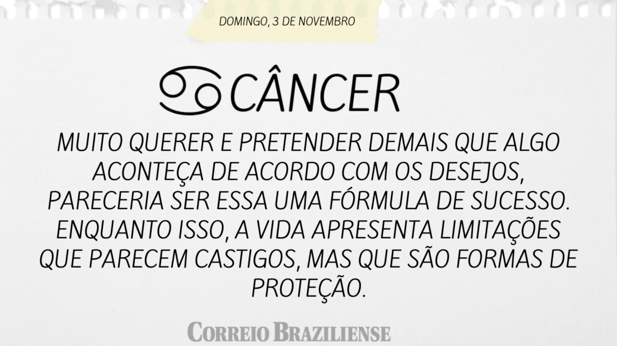 CÂNCER | 3 DE NOVEMBRO