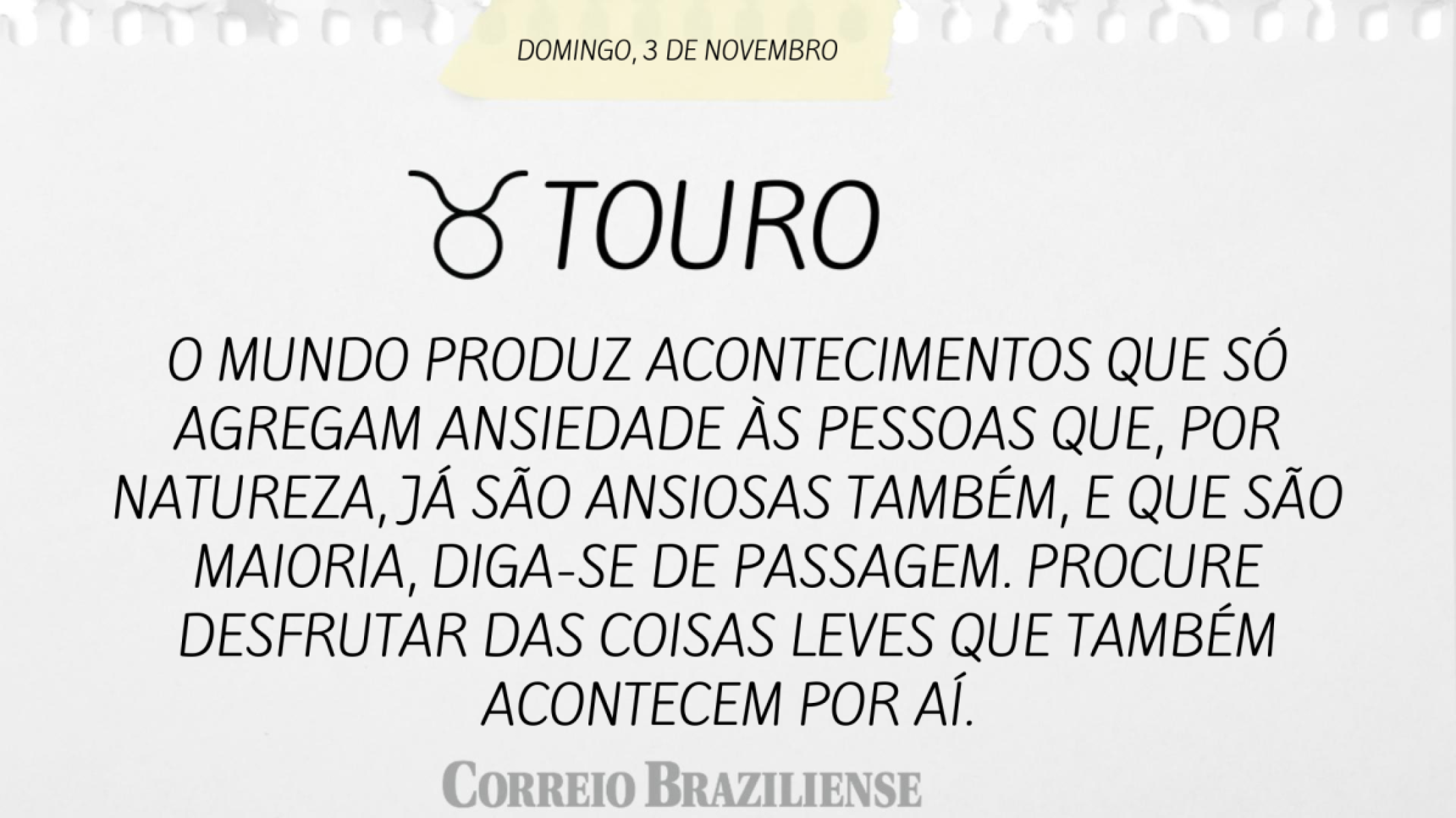 TOURO | 3 DE NOVEMBRO