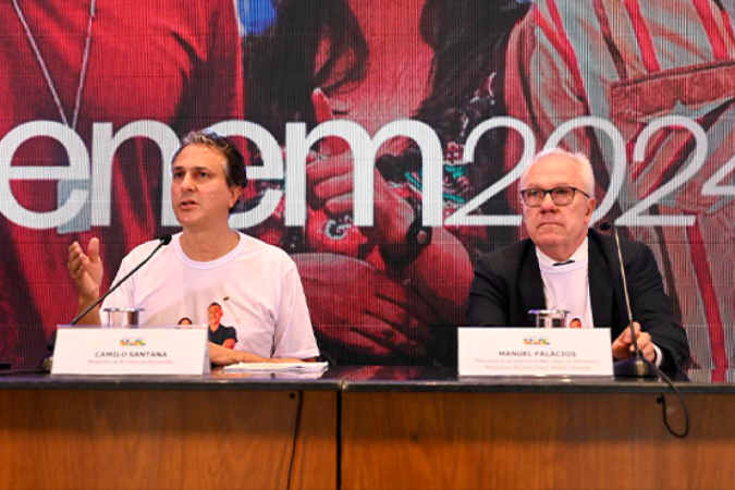 A informação foi dada pelo ministro da Educação, Camilo Santana, durante coletiva de imprensa, no domingo (3/11) - (crédito: Reprodução/Inep) A informação foi dada pelo ministro da Educação, Camilo Santana, durante coletiva de imprensa, no domingo (3/11) - (crédito: Reprodução/Inep)