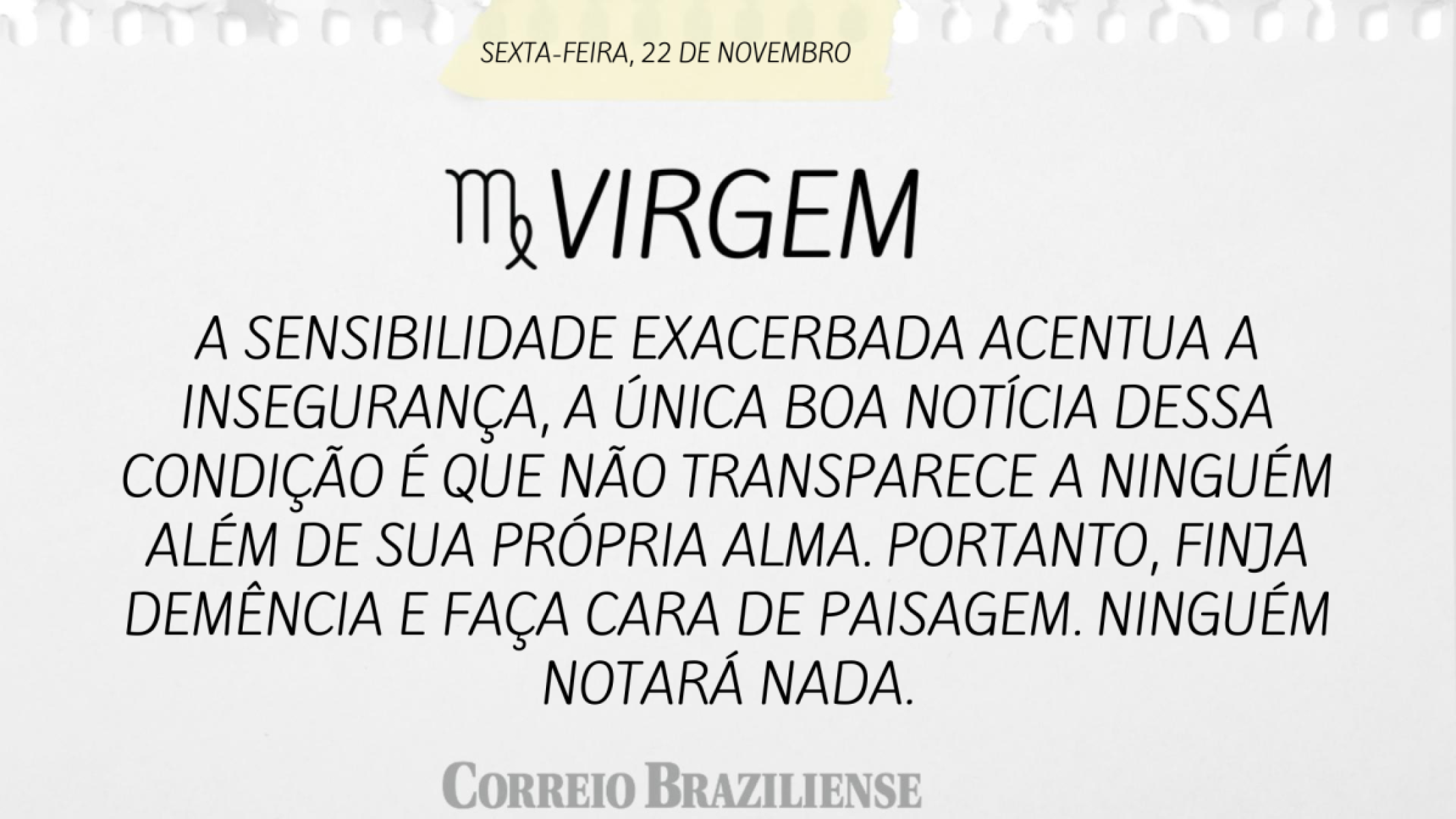 VIRGEM (nascimento entre 23/8 a 22/9) 