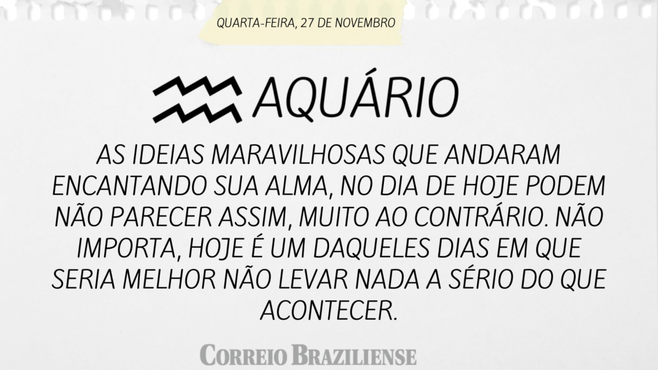 AQUÁRIO | 27 DE NOVEMBRO