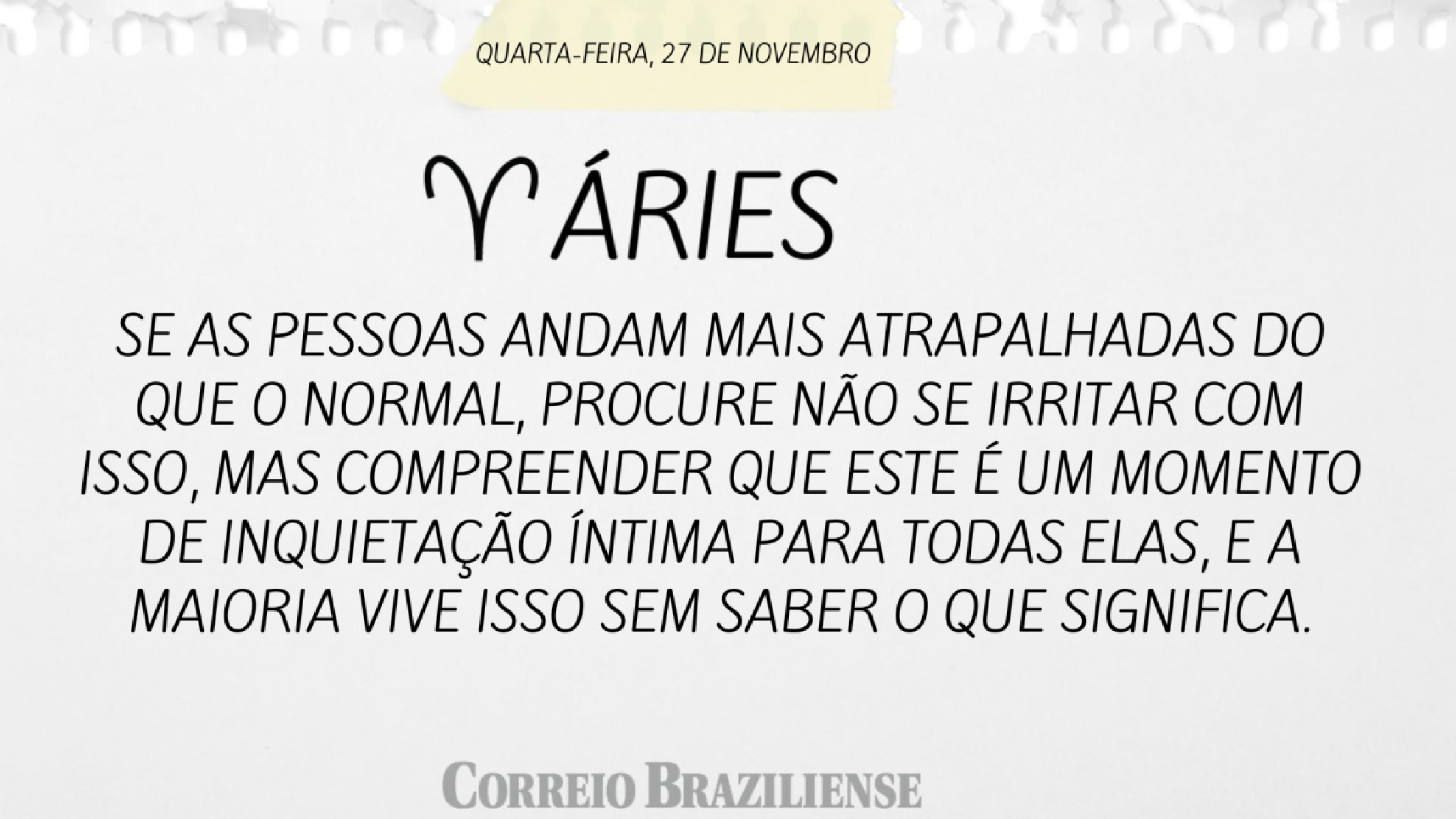 ÁRIES  | 27 DE NOVEMBRO